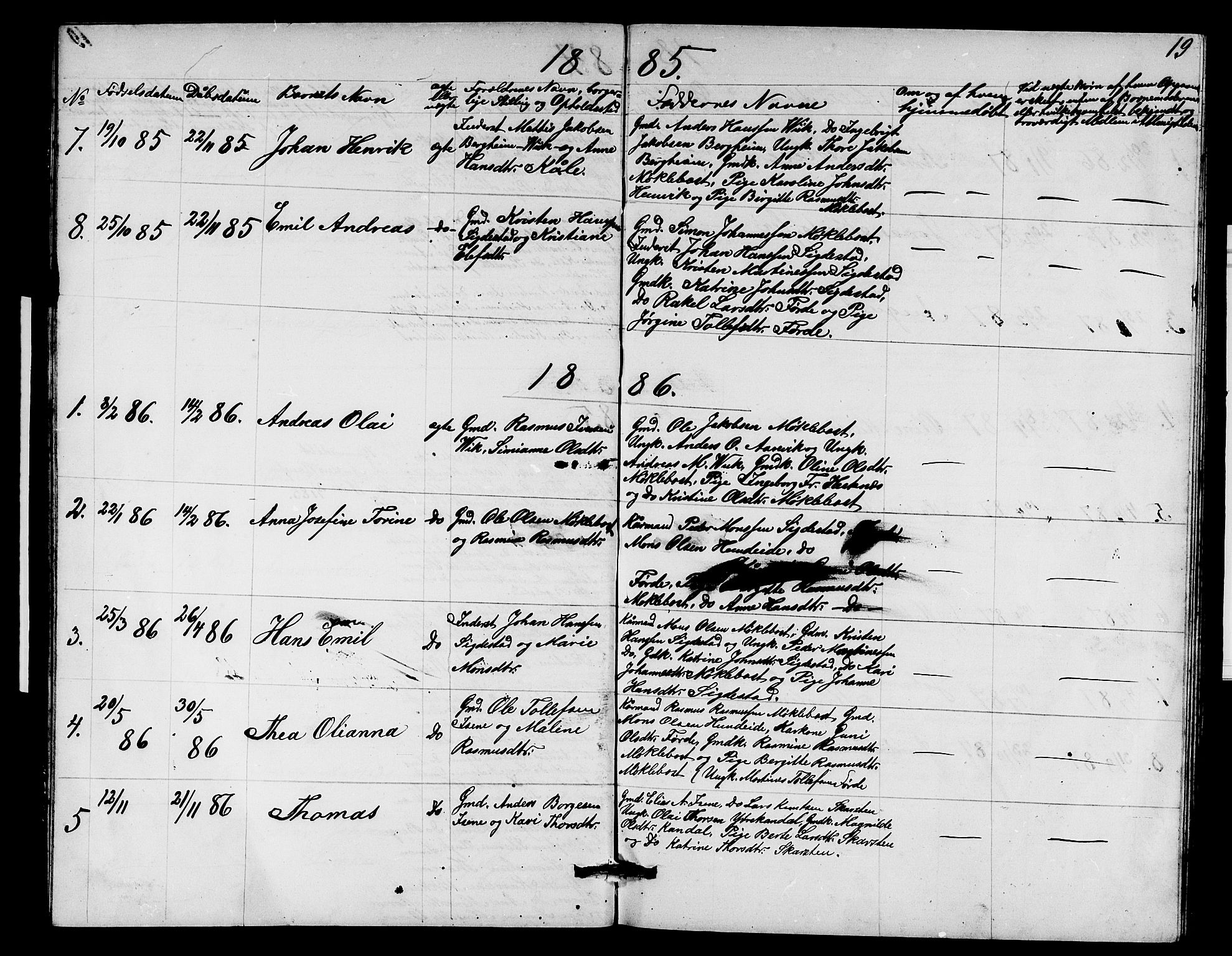 Davik sokneprestembete, SAB/A-79701/H/Hab/Habd/L0001: Parish register (copy) no. D 1, 1866-1891, p. 19