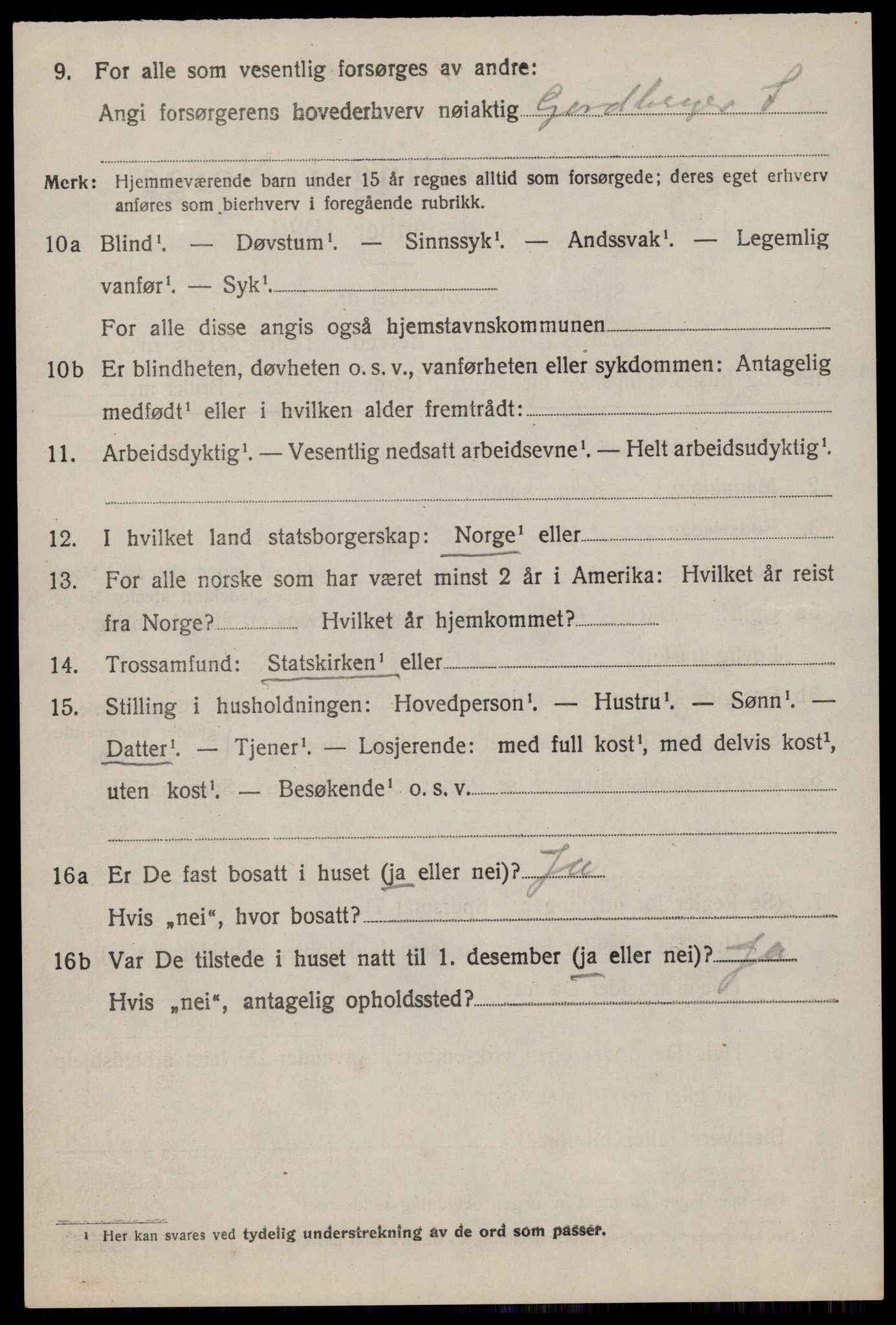 SAST, 1920 census for Bjerkreim, 1920, p. 3243