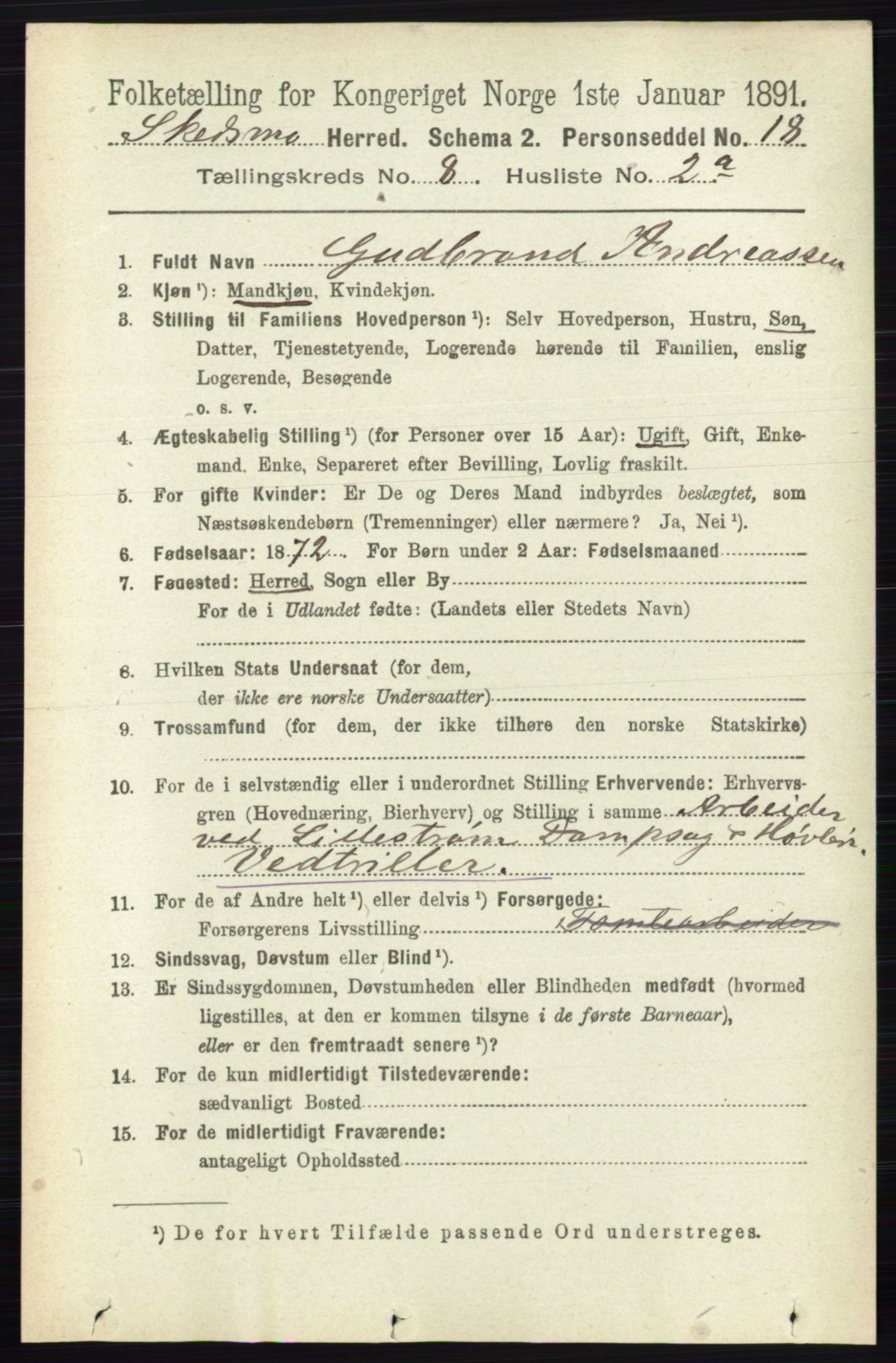 RA, 1891 census for 0231 Skedsmo, 1891, p. 3946