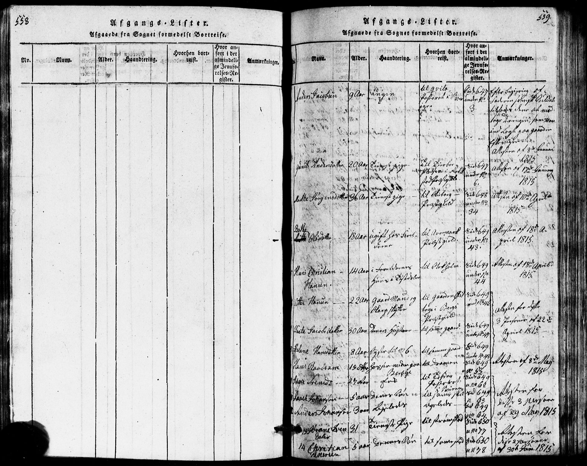 Idd prestekontor Kirkebøker, AV/SAO-A-10911/G/Ga/L0001: Parish register (copy) no. I 1, 1815-1826, p. 558-559