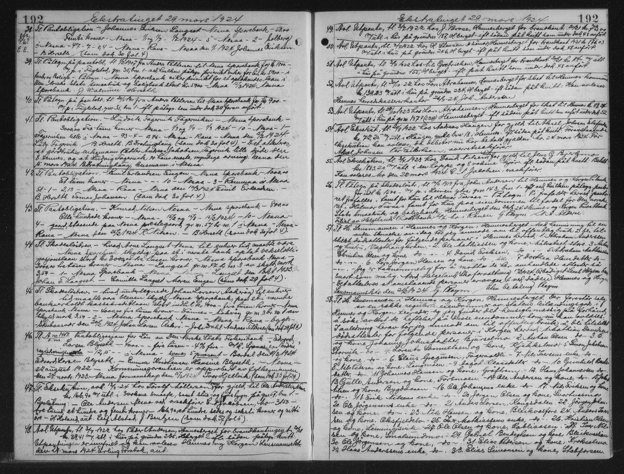Rana sorenskriveri , AV/SAT-A-1108/1/2/2C/L0018: Mortgage book no. 18, 1923-1928, p. 192, Deed date: 29.03.1924