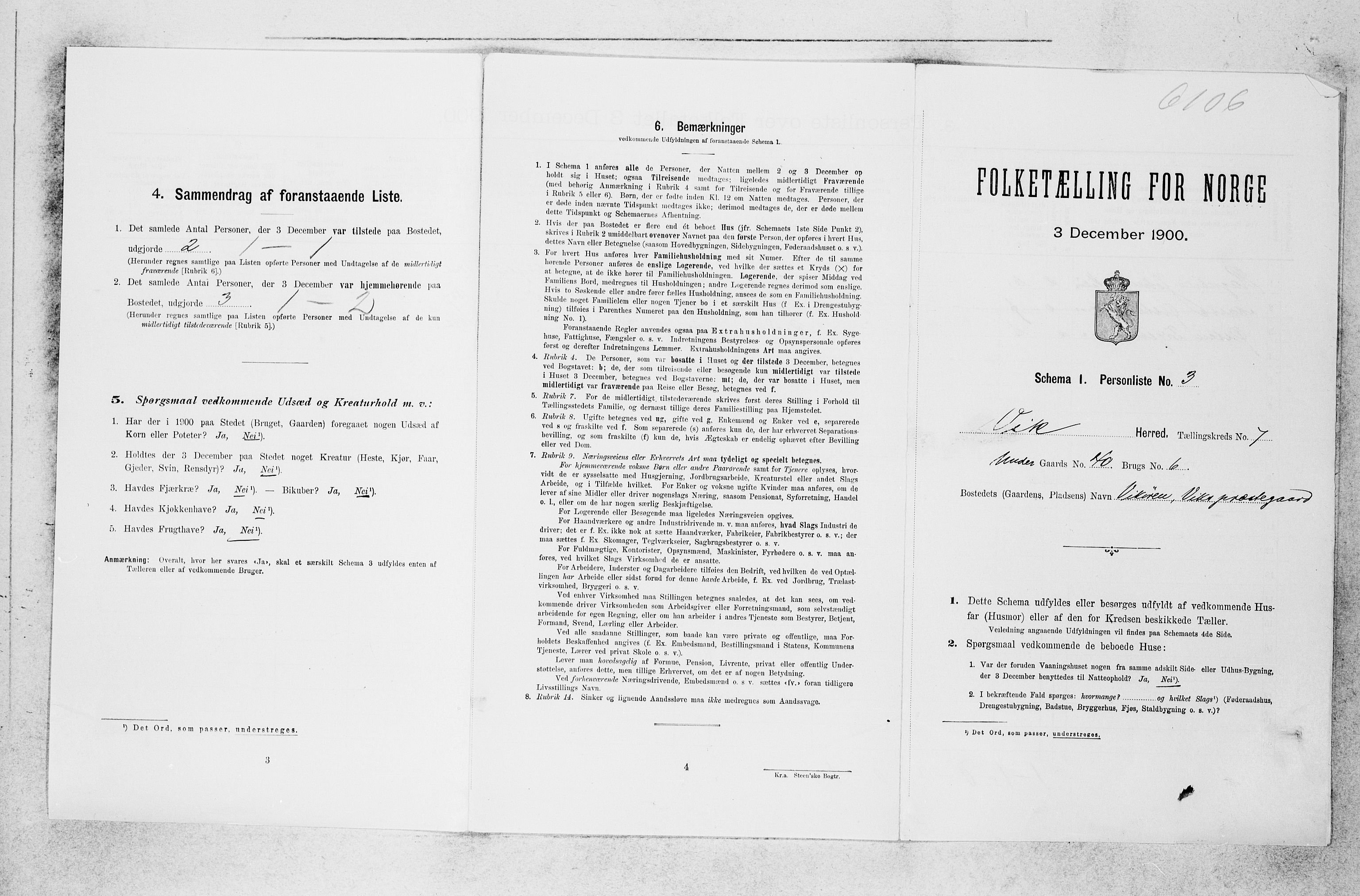 SAB, 1900 census for Vik, 1900, p. 661