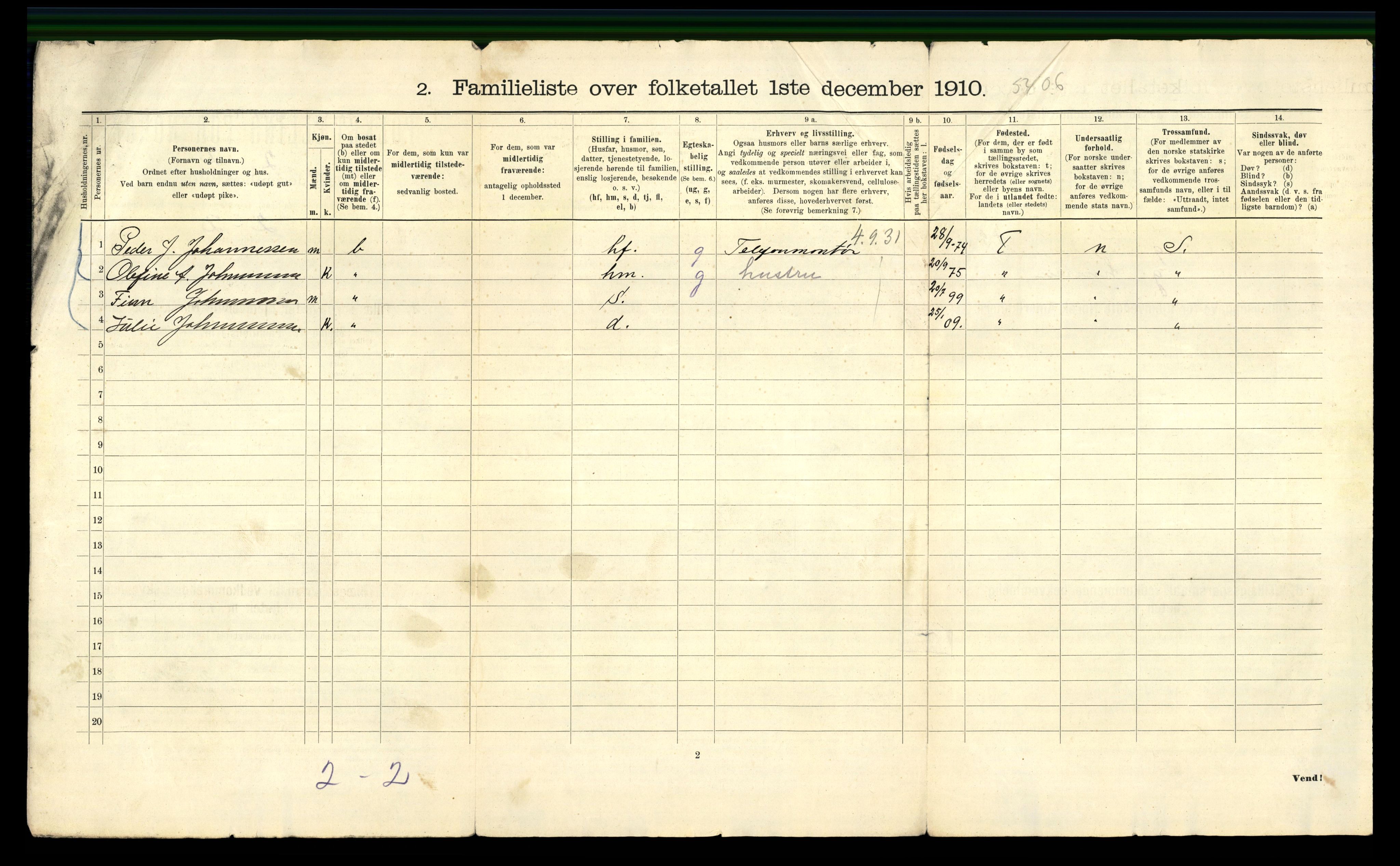 RA, 1910 census for Bergen, 1910, p. 20952