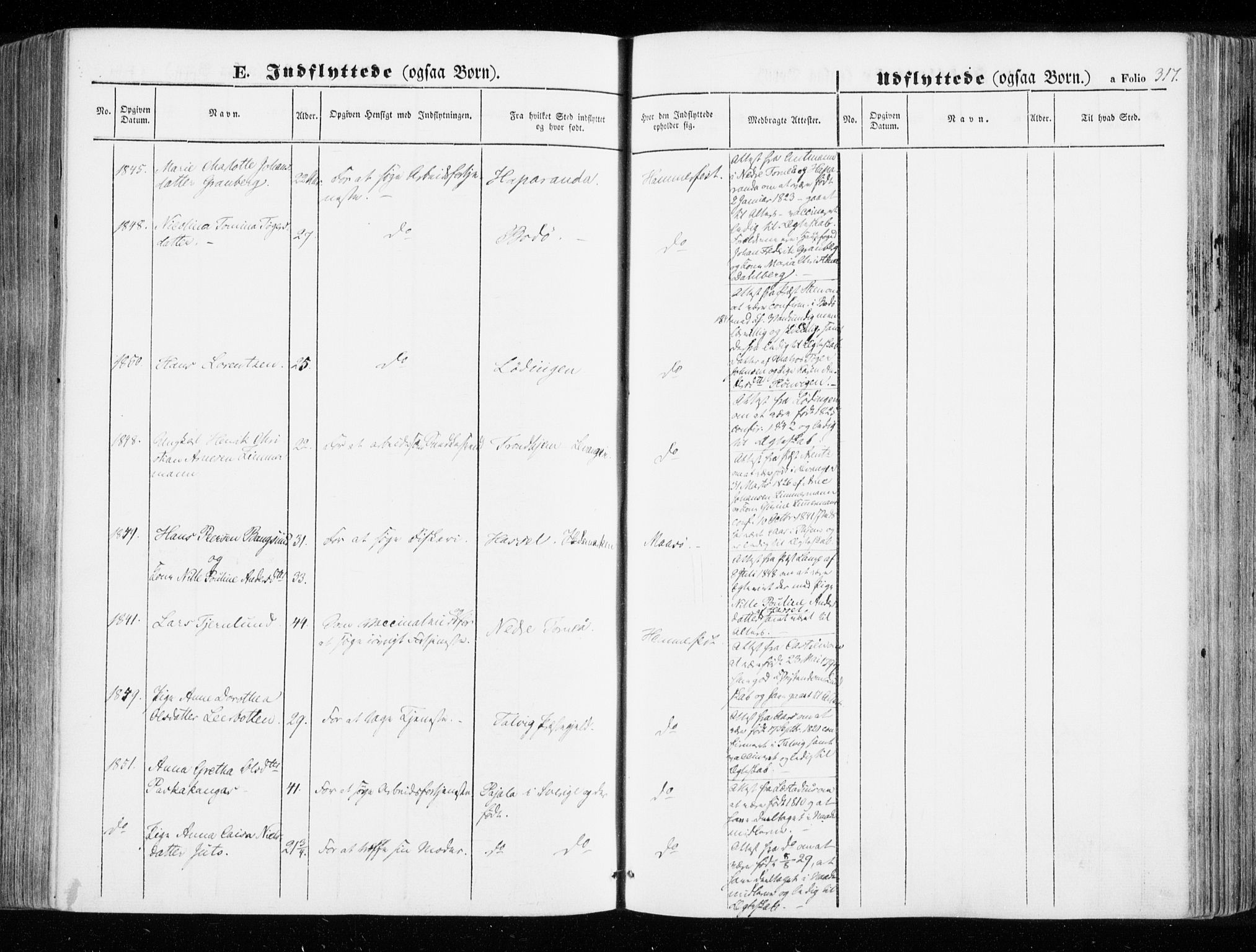 Hammerfest sokneprestkontor, SATØ/S-1347/H/Ha/L0004.kirke: Parish register (official) no. 4, 1843-1856, p. 317
