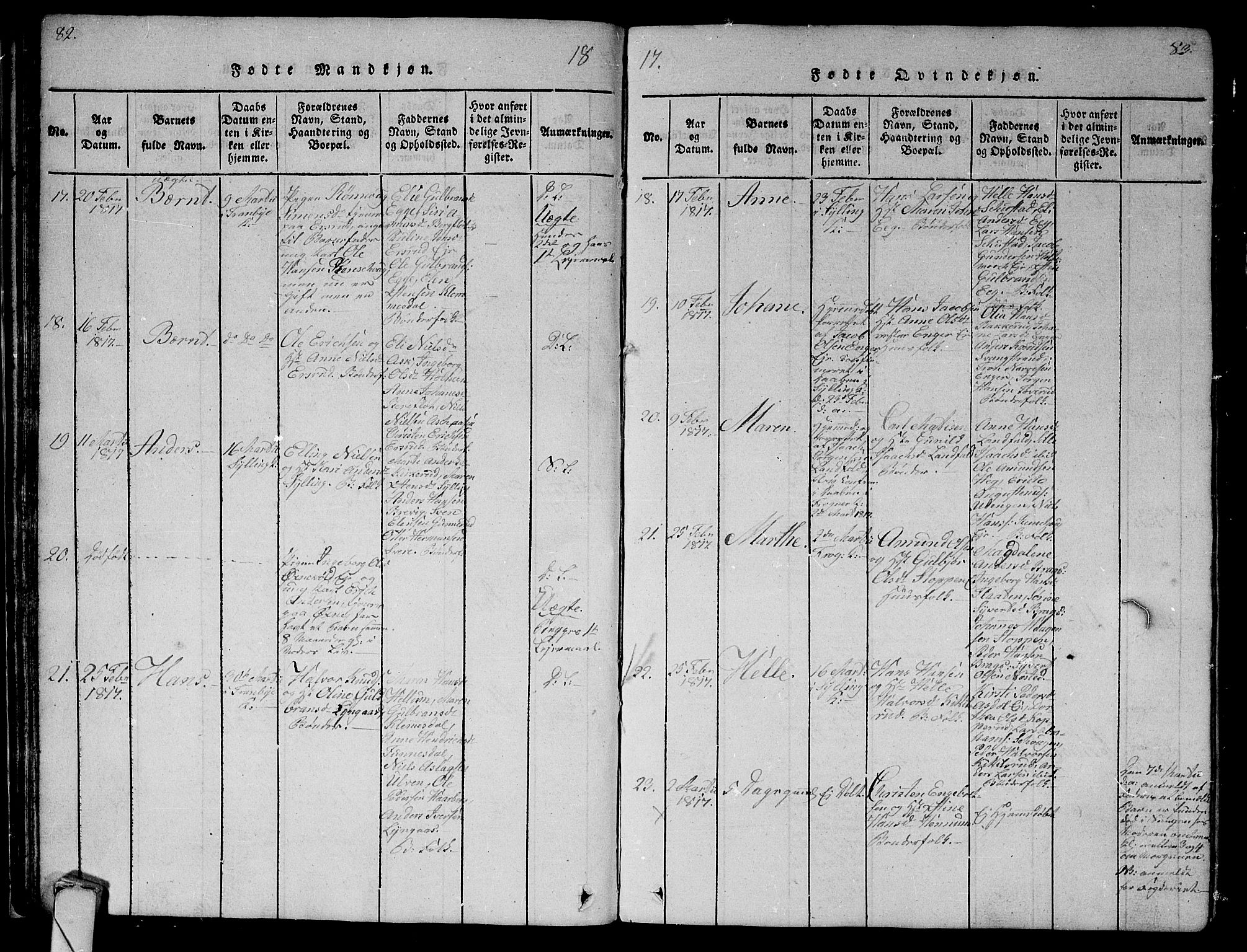 Lier kirkebøker, AV/SAKO-A-230/G/Ga/L0001: Parish register (copy) no. I 1, 1813-1824, p. 82-83