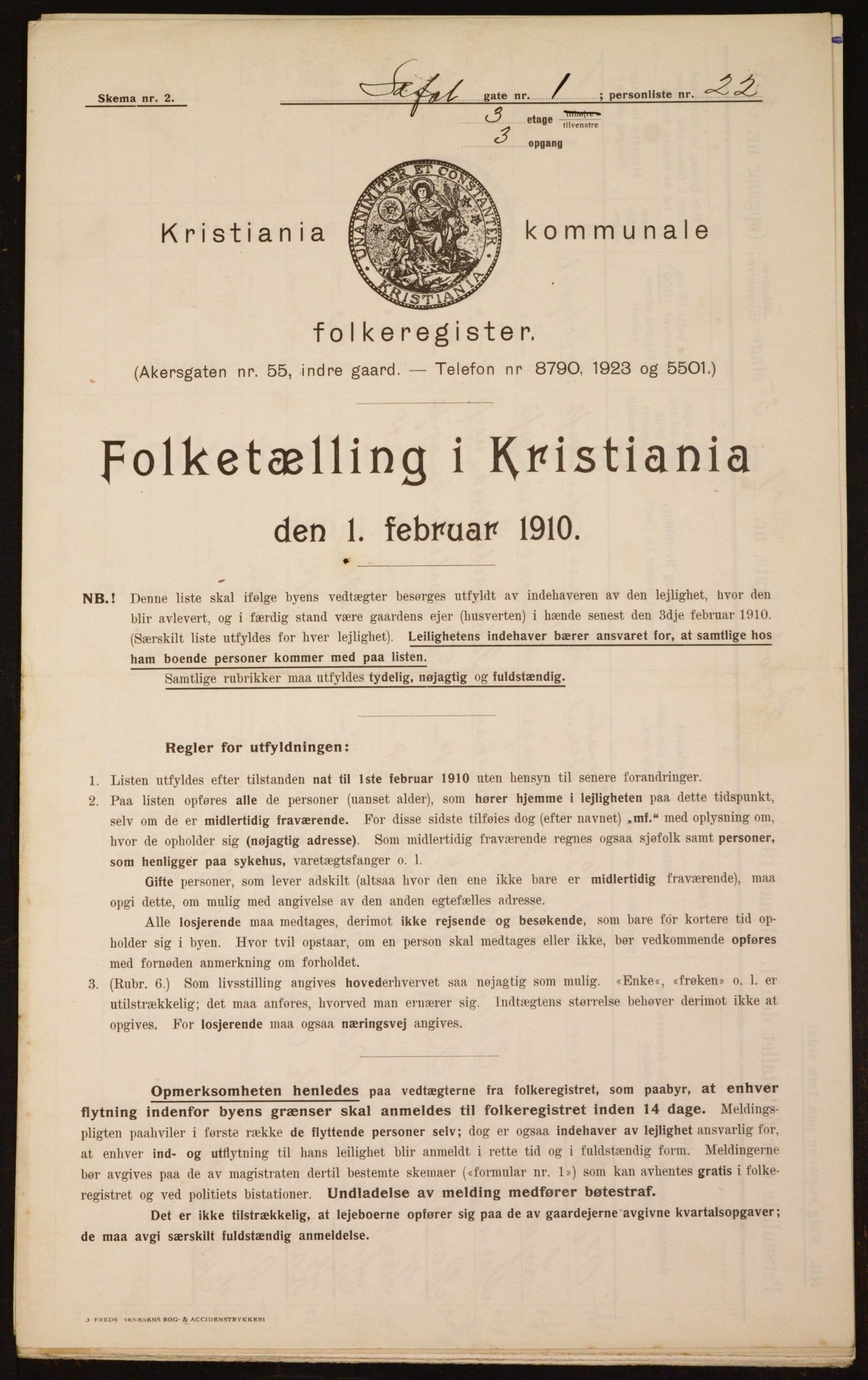 OBA, Municipal Census 1910 for Kristiania, 1910, p. 56337