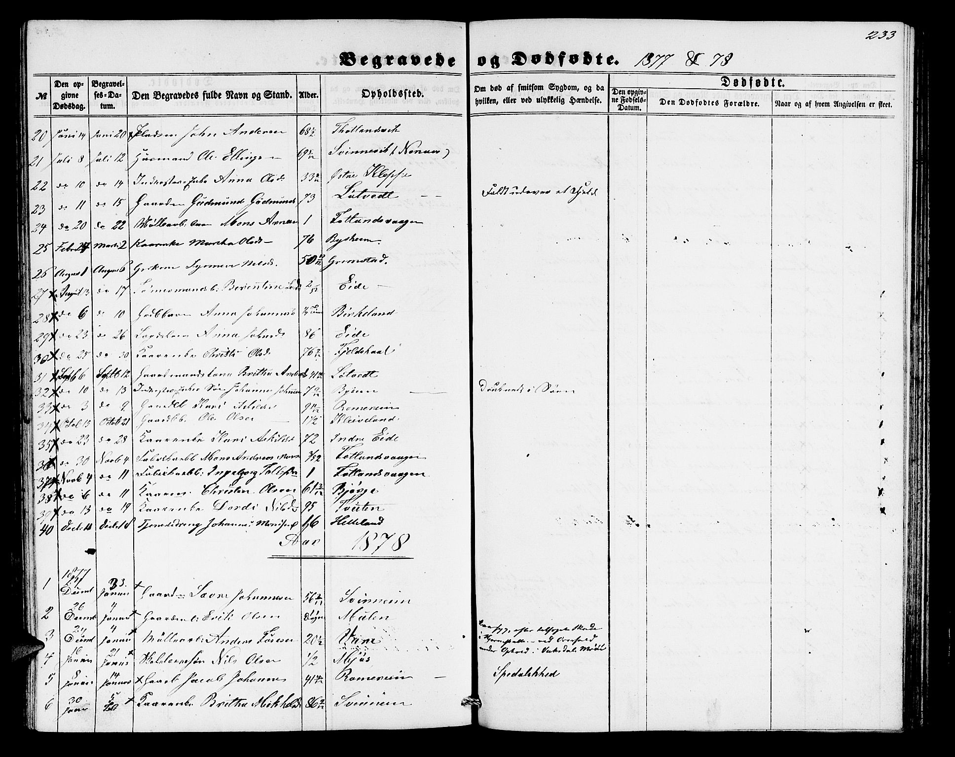 Hosanger sokneprestembete, SAB/A-75801/H/Hab: Parish register (copy) no. A 2, 1857-1881, p. 233