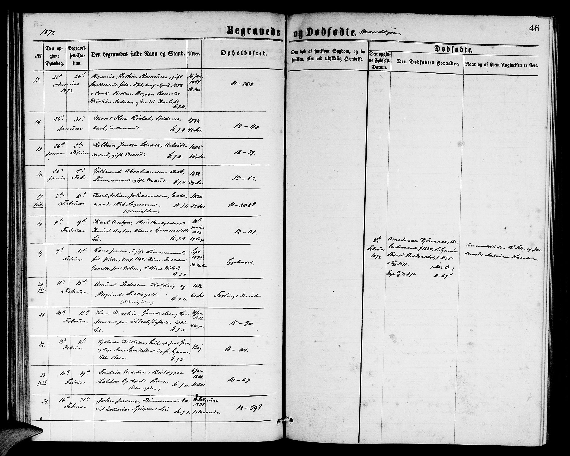 Domkirken sokneprestembete, SAB/A-74801/H/Hab/L0040: Parish register (copy) no. E 4, 1868-1877, p. 46