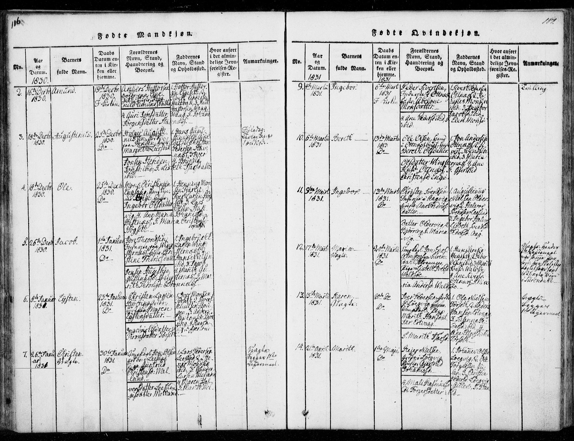 Ministerialprotokoller, klokkerbøker og fødselsregistre - Møre og Romsdal, AV/SAT-A-1454/578/L0903: Parish register (official) no. 578A02, 1819-1838, p. 116-117