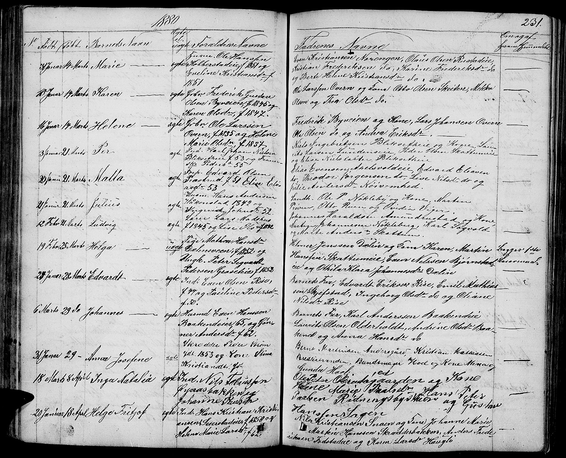 Østre Toten prestekontor, SAH/PREST-104/H/Ha/Hab/L0004: Parish register (copy) no. 4, 1858-1886, p. 231