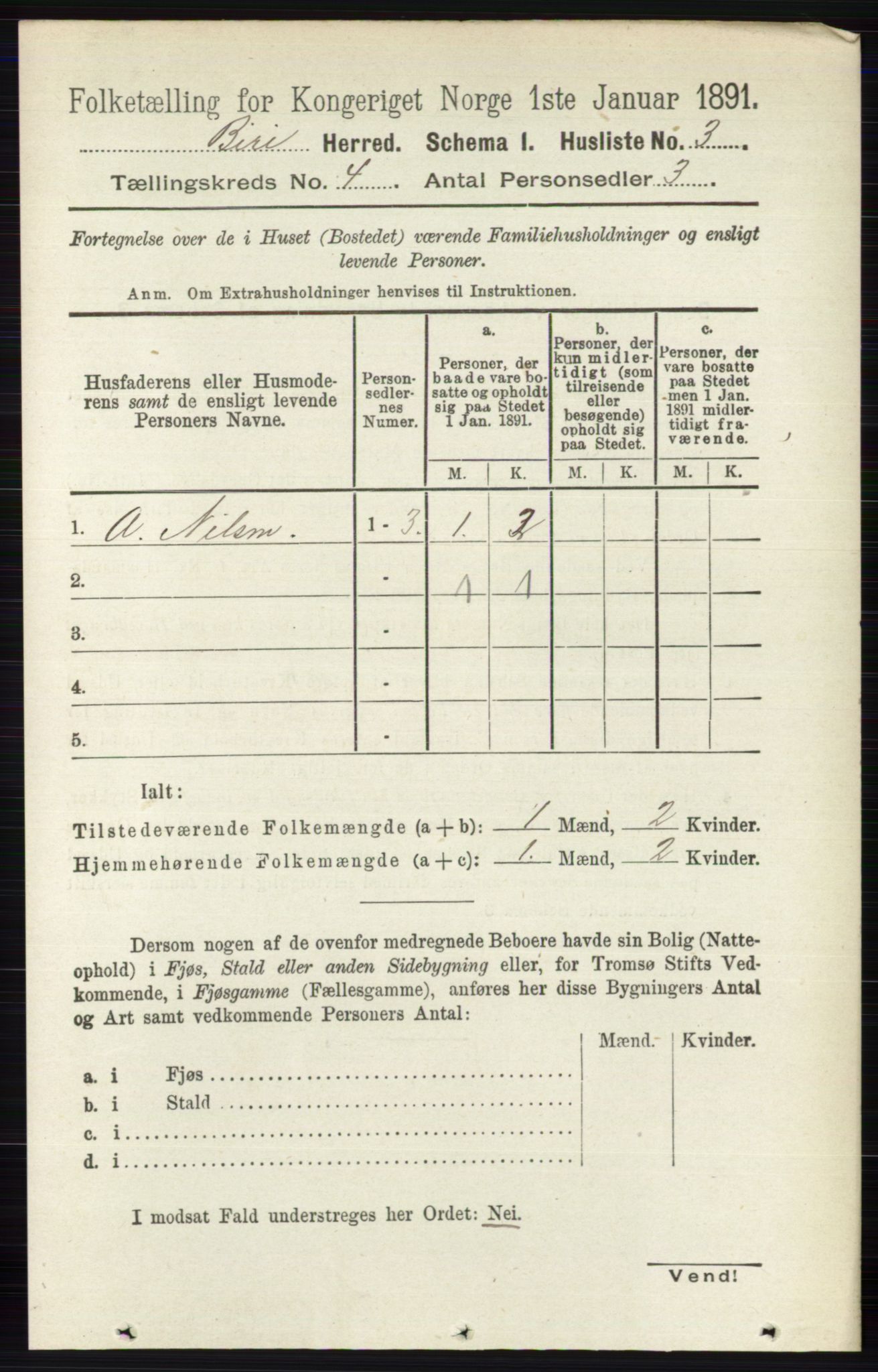 RA, 1891 census for 0525 Biri, 1891, p. 1330
