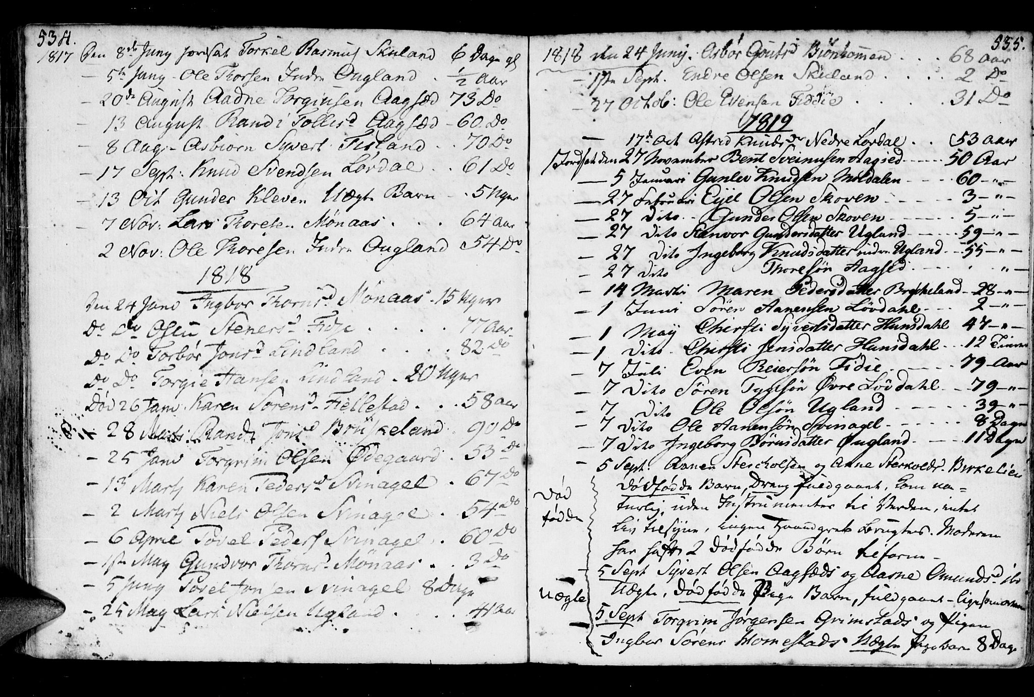 Holum sokneprestkontor, AV/SAK-1111-0022/F/Fa/Fab/L0004: Parish register (official) no. A 4, 1774-1847, p. 534-535