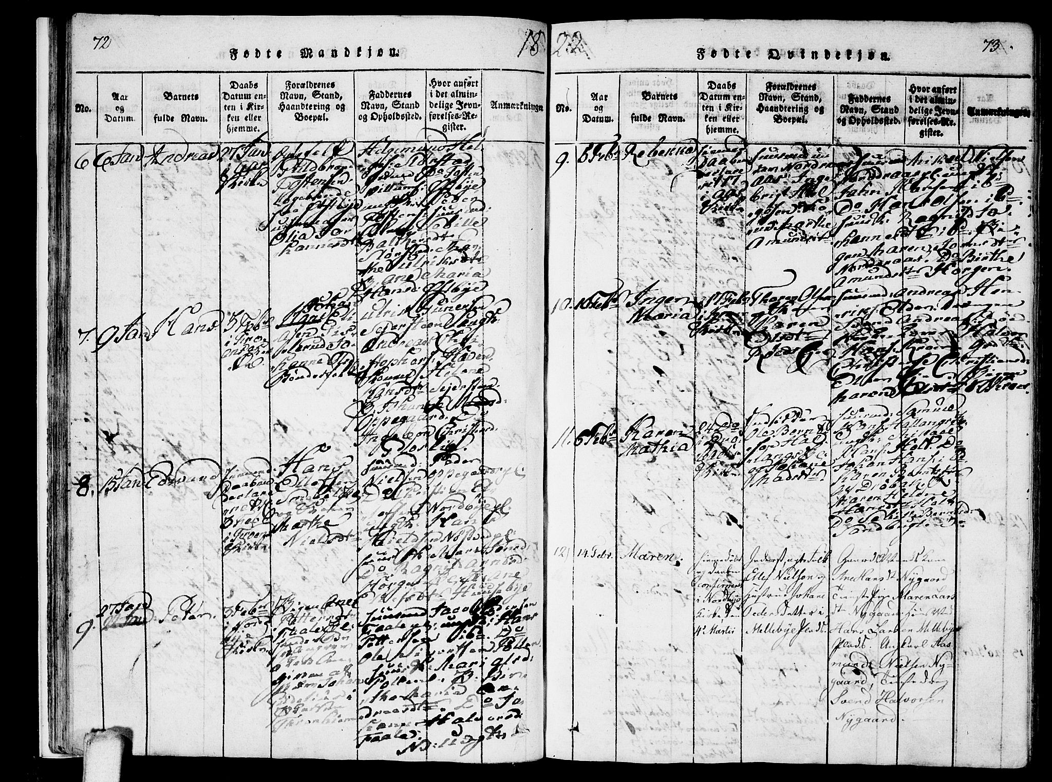 Ås prestekontor Kirkebøker, AV/SAO-A-10894/F/Fa/L0004: Parish register (official) no. I 4, 1818-1826, p. 72-73