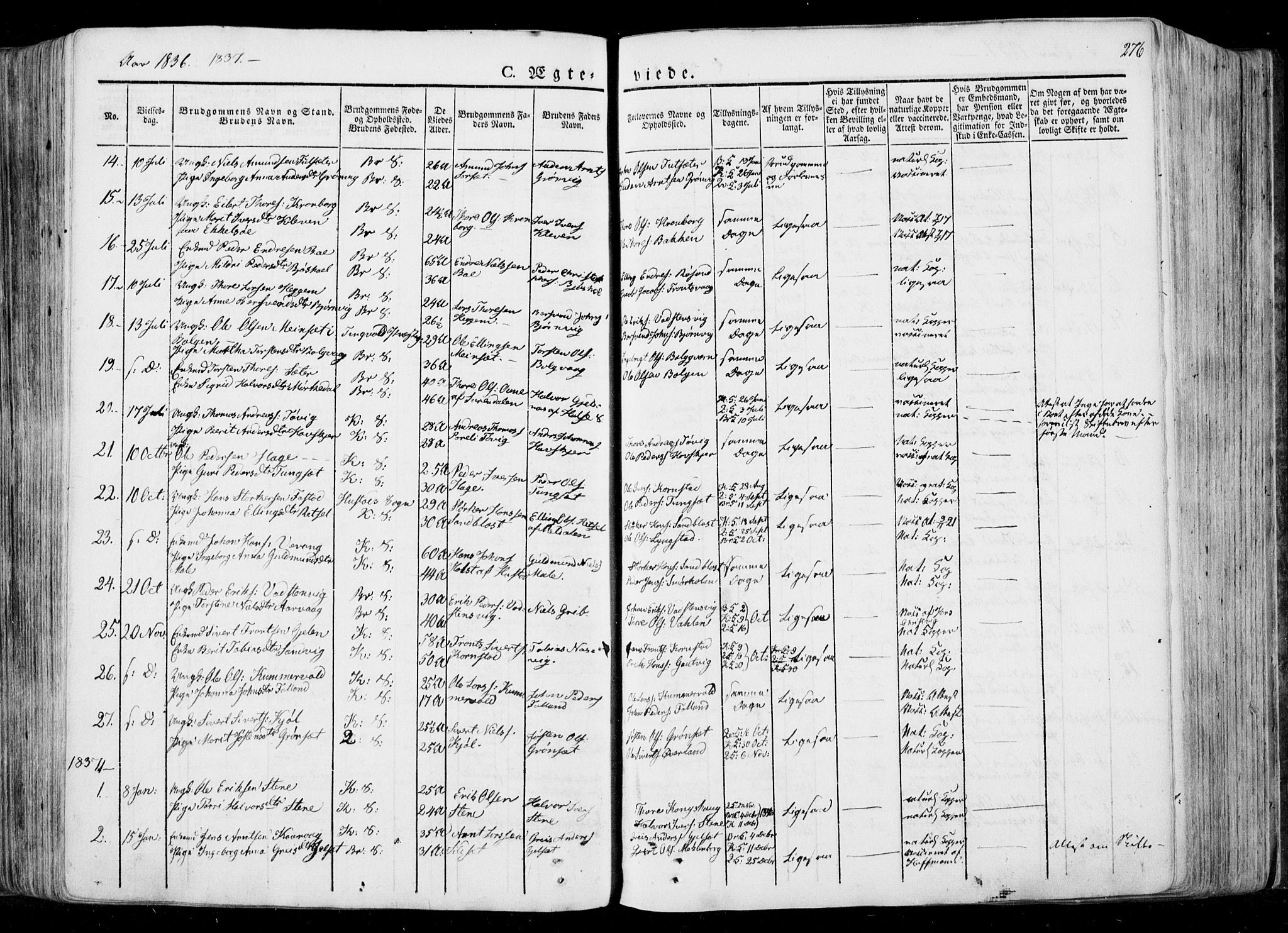 Ministerialprotokoller, klokkerbøker og fødselsregistre - Møre og Romsdal, SAT/A-1454/568/L0803: Parish register (official) no. 568A10, 1830-1853, p. 276