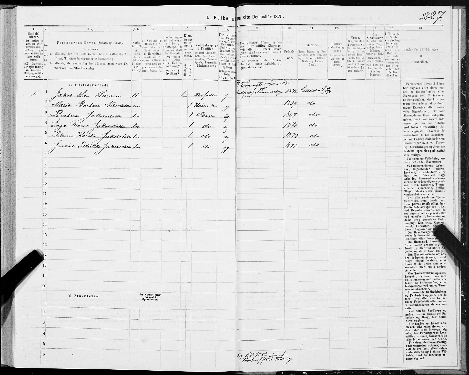 SAT, 1875 census for 1840P Saltdal, 1875, p. 2227