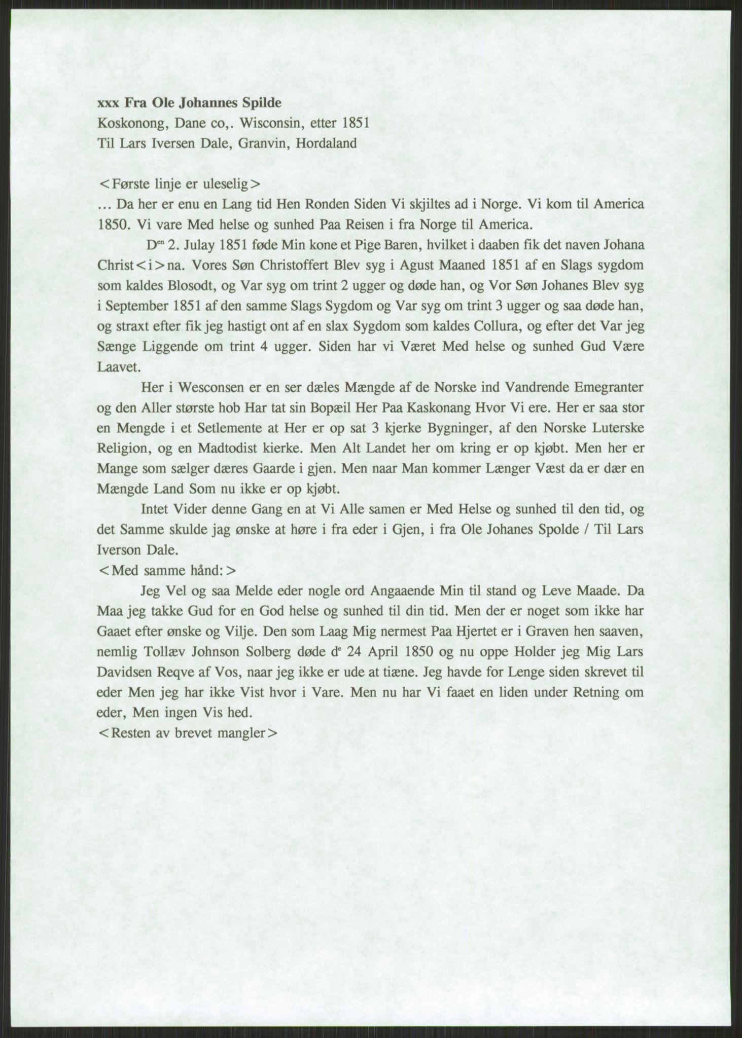 Samlinger til kildeutgivelse, Amerikabrevene, AV/RA-EA-4057/F/L0032: Innlån fra Hordaland: Nesheim - Øverland, 1838-1914, p. 127