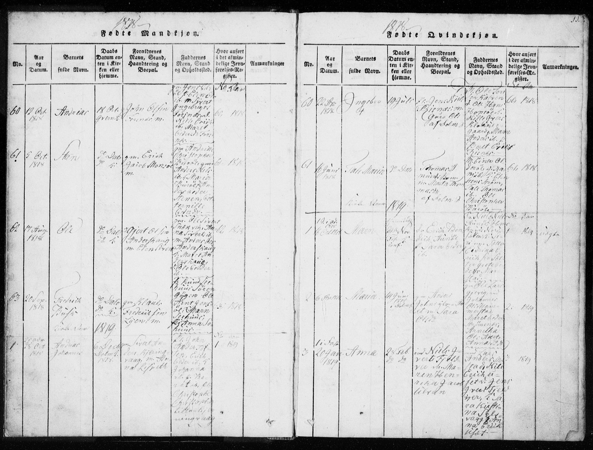Ministerialprotokoller, klokkerbøker og fødselsregistre - Sør-Trøndelag, SAT/A-1456/634/L0527: Parish register (official) no. 634A03, 1818-1826, p. 11