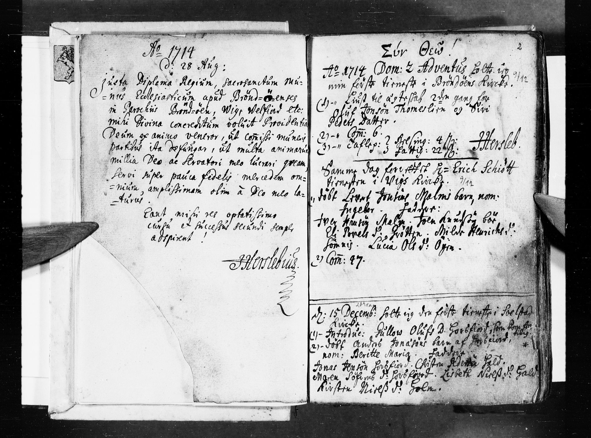 Ministerialprotokoller, klokkerbøker og fødselsregistre - Nordland, AV/SAT-A-1459/813/L0193: Parish register (official) no. 813A03, 1714-1724, p. 2