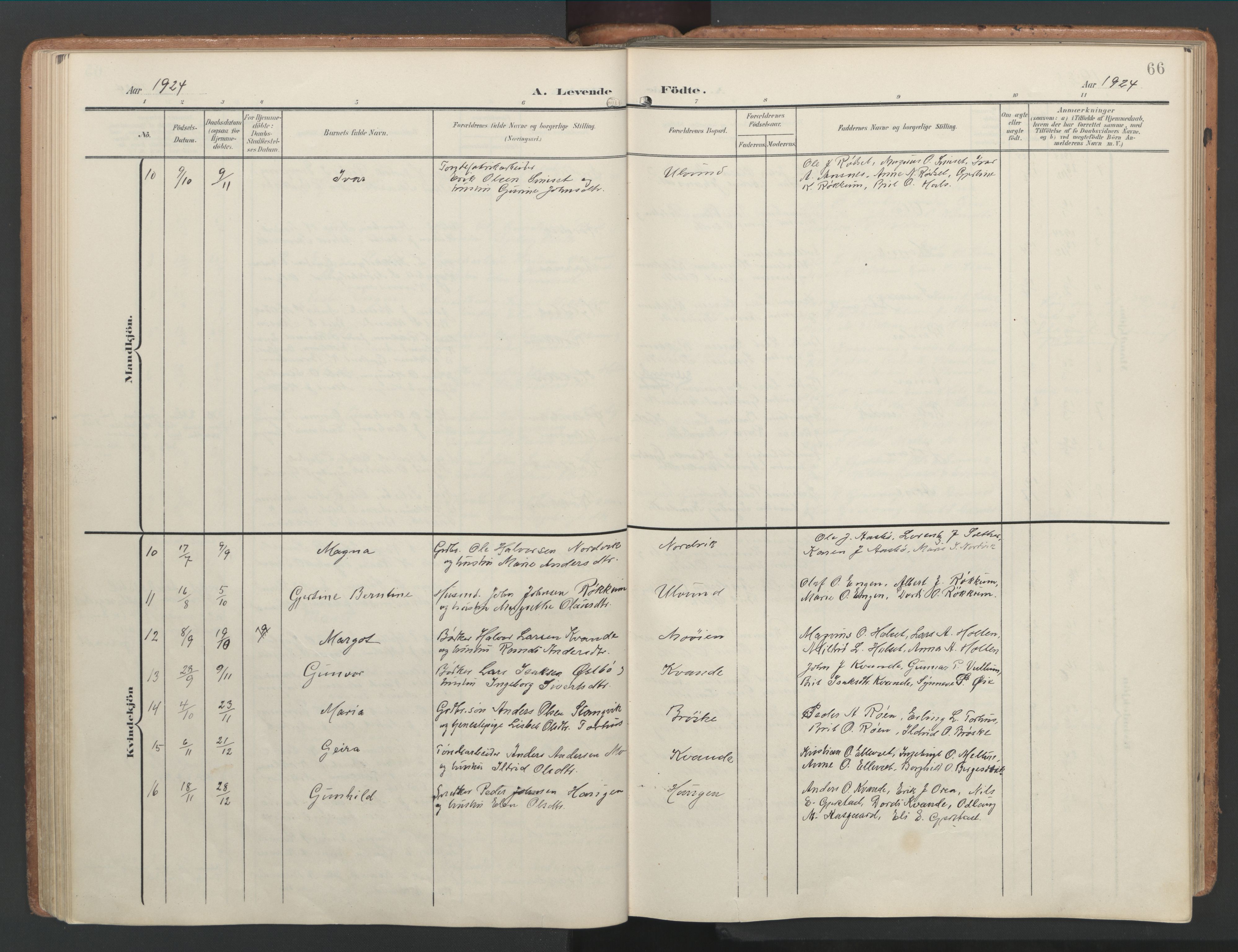 Ministerialprotokoller, klokkerbøker og fødselsregistre - Møre og Romsdal, SAT/A-1454/592/L1030: Parish register (official) no. 592A08, 1901-1925, p. 66