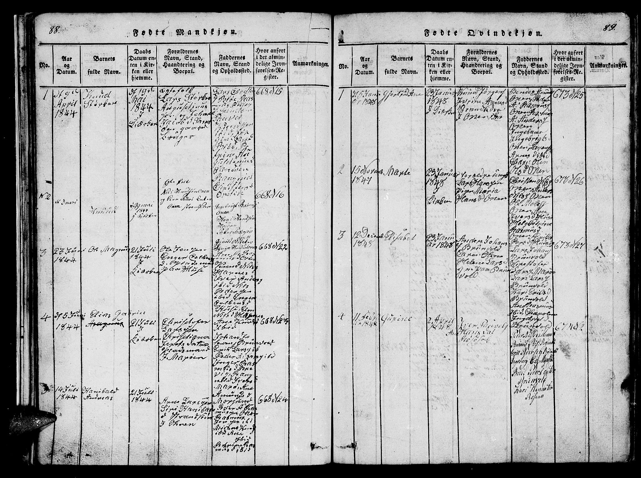 Ministerialprotokoller, klokkerbøker og fødselsregistre - Møre og Romsdal, SAT/A-1454/561/L0731: Parish register (copy) no. 561C01, 1817-1867, p. 88-89