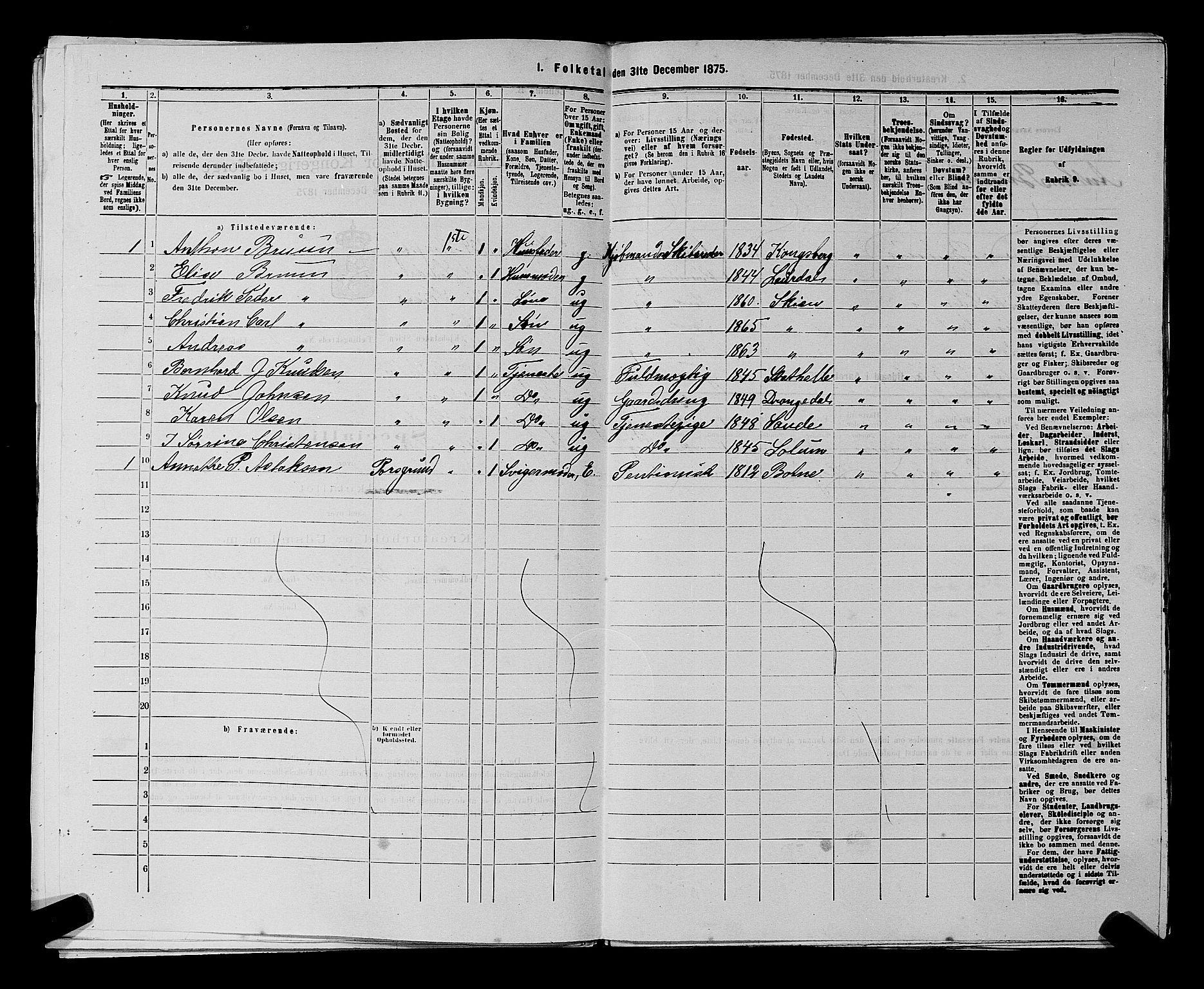 SAKO, 1875 census for 0806P Skien, 1875, p. 406