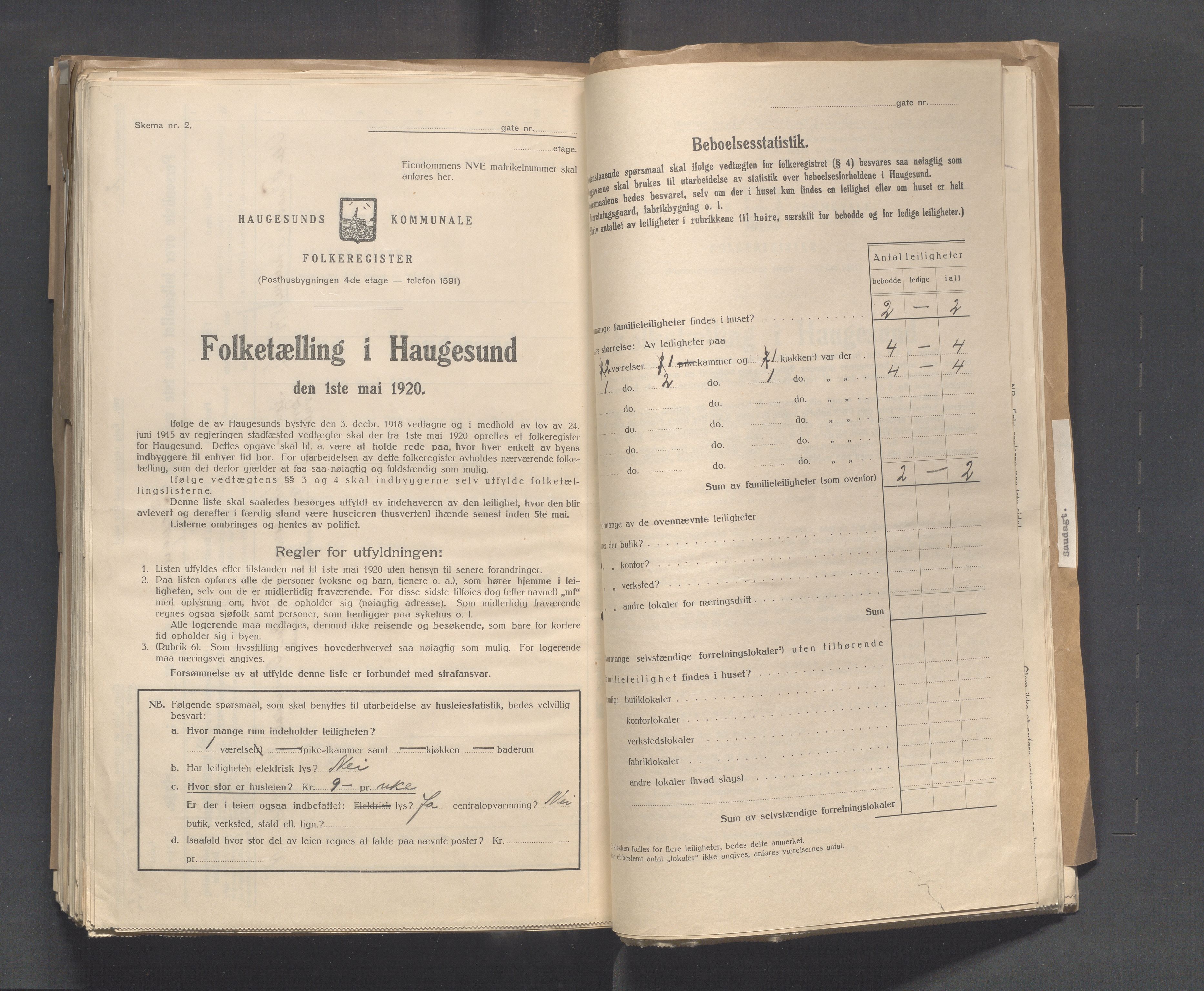 IKAR, Local census 1.5.1920 for Haugesund, 1920, p. 3398