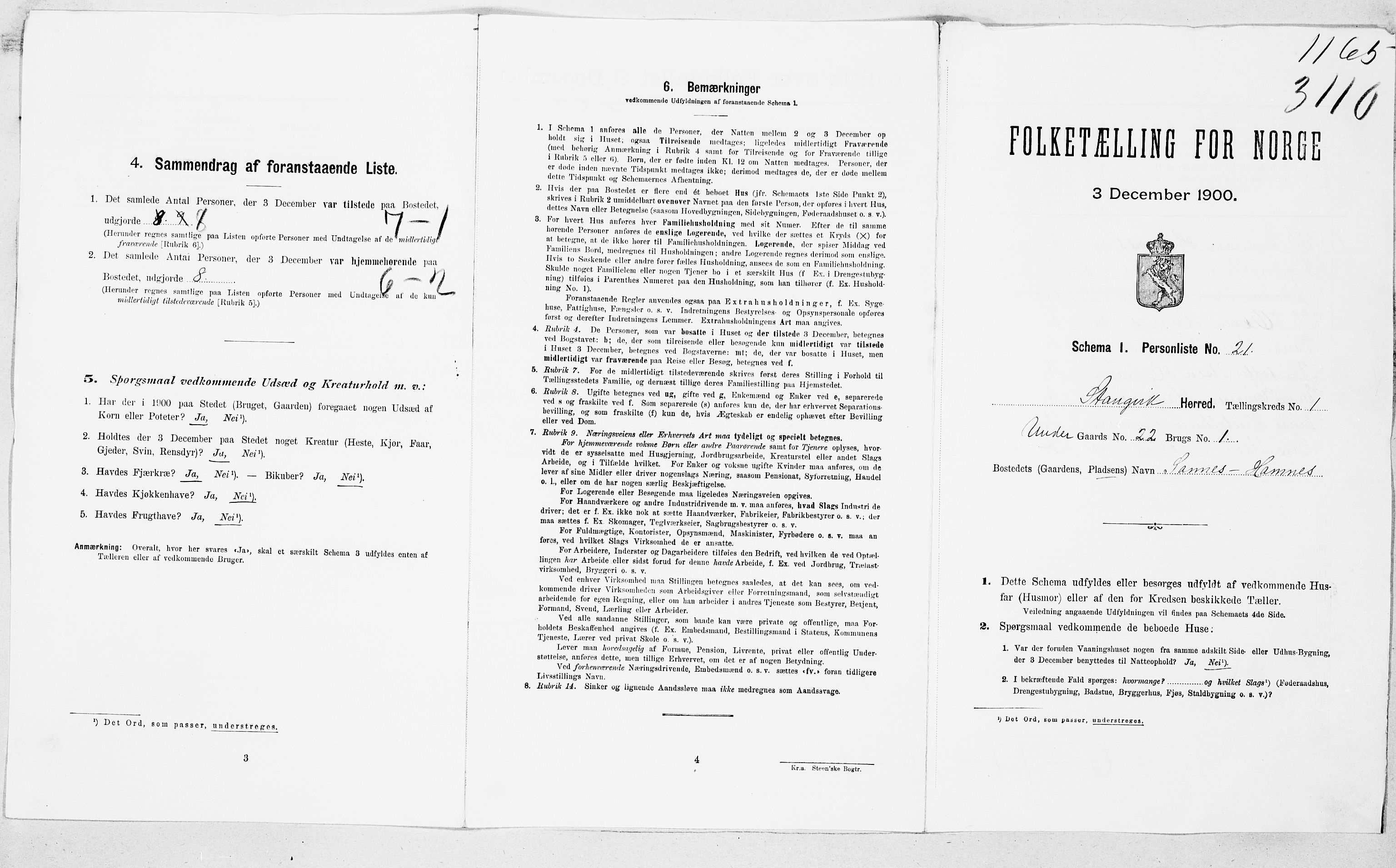 SAT, 1900 census for Stangvik, 1900, p. 30