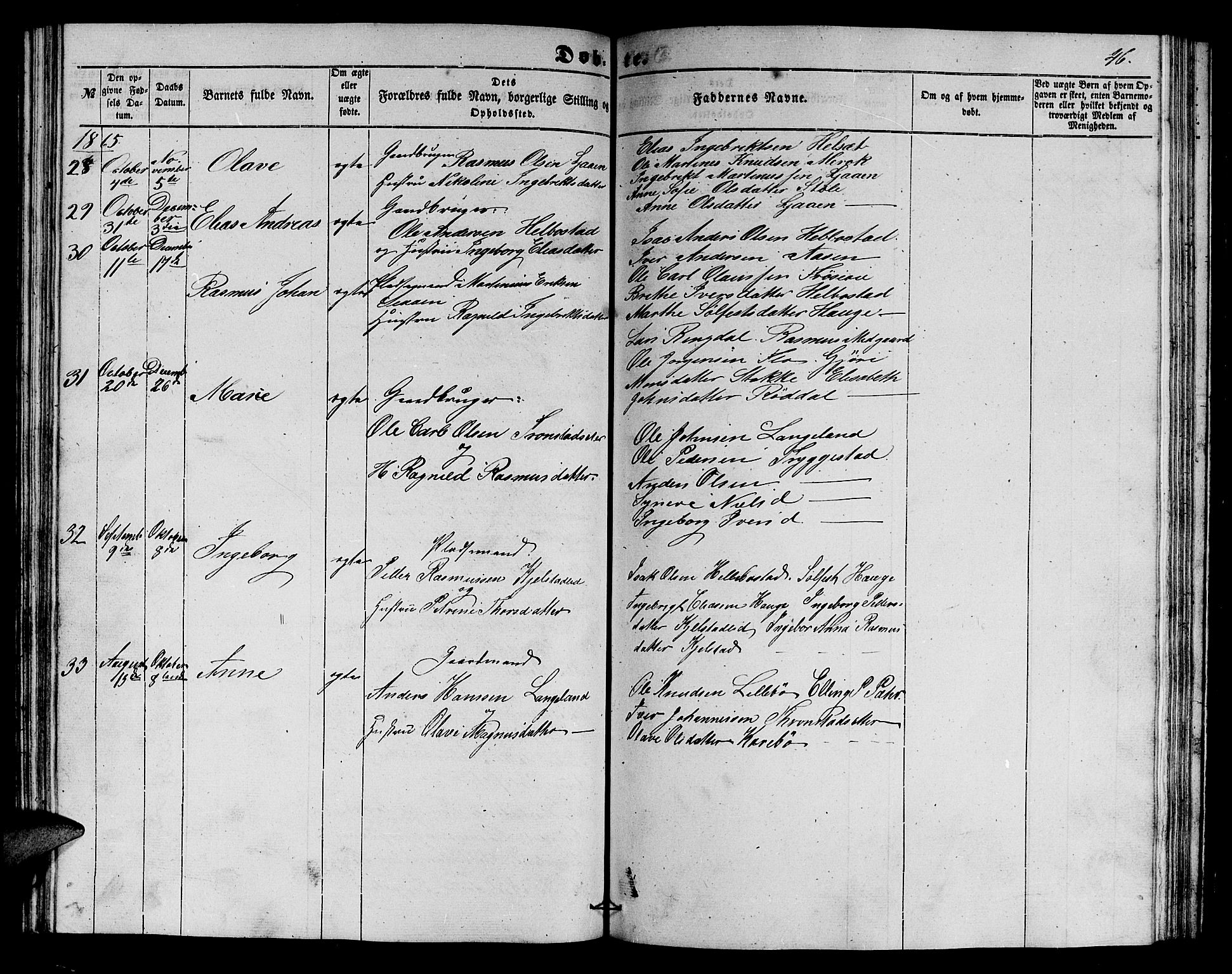 Ministerialprotokoller, klokkerbøker og fødselsregistre - Møre og Romsdal, AV/SAT-A-1454/517/L0228: Parish register (copy) no. 517C01, 1854-1865, p. 46