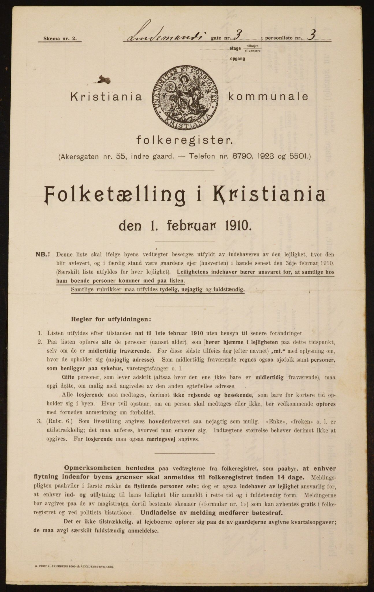 OBA, Municipal Census 1910 for Kristiania, 1910, p. 55655