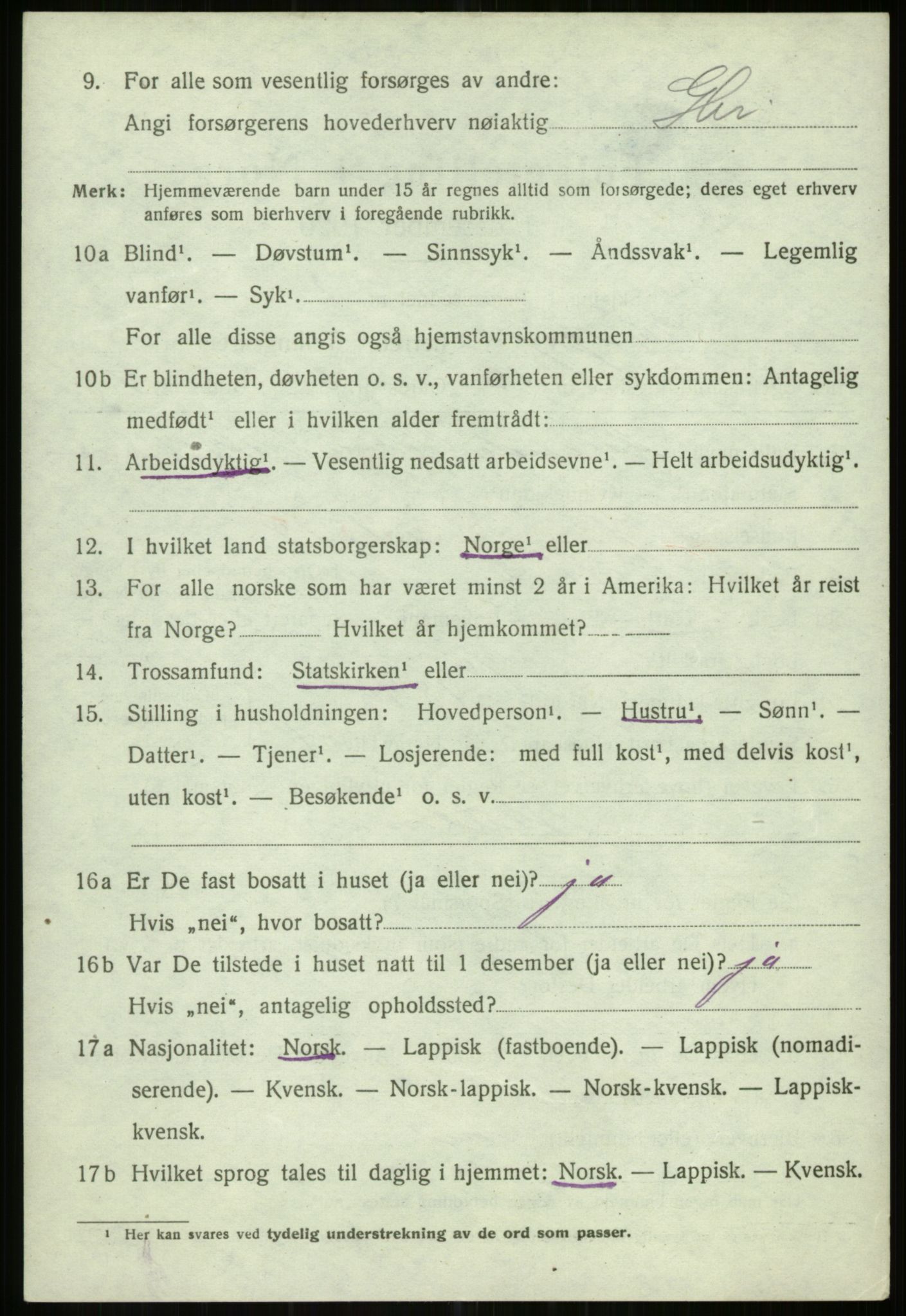 SATØ, 1920 census for Helgøy, 1920, p. 1588