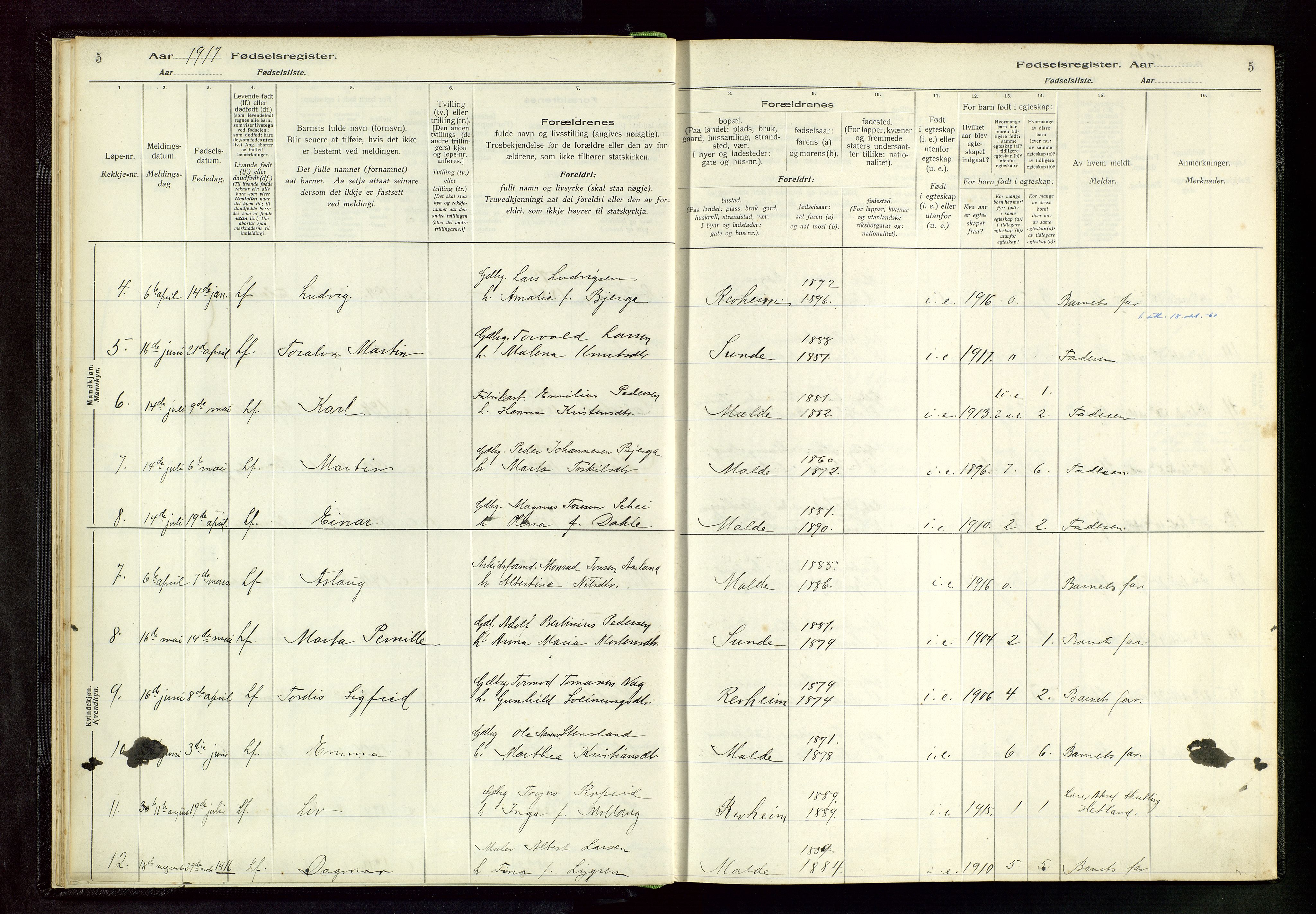 Håland sokneprestkontor, AV/SAST-A-101802/002/A/L0005: Birth register no. 5, 1916-1957, p. 5