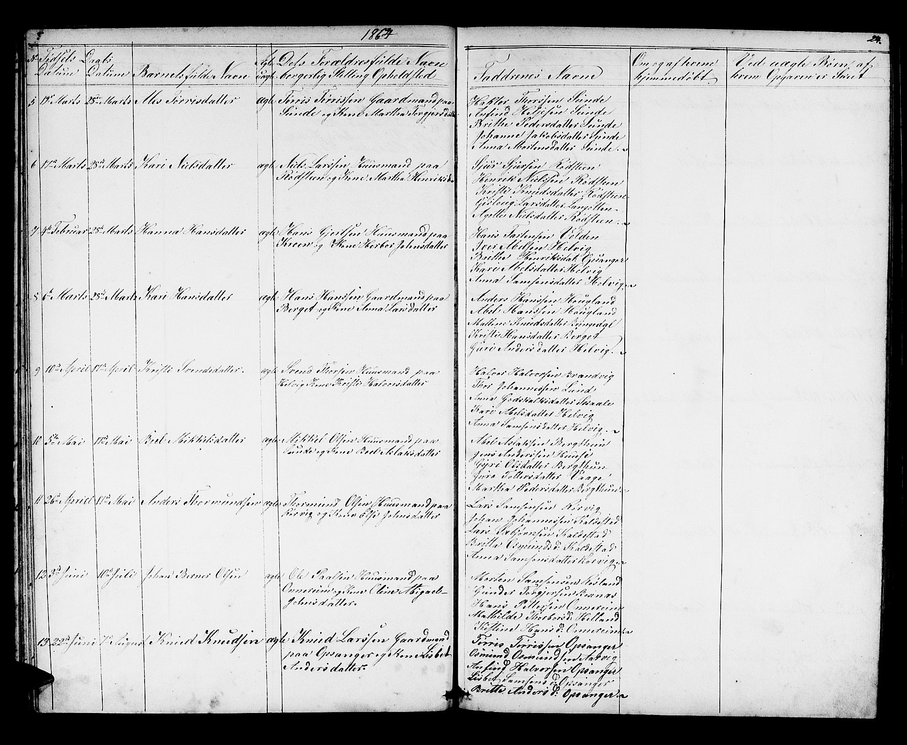 Husnes Sokneprestembete, AV/SAB-A-75901/H/Hab: Parish register (copy) no. A 1, 1856-1880, p. 24