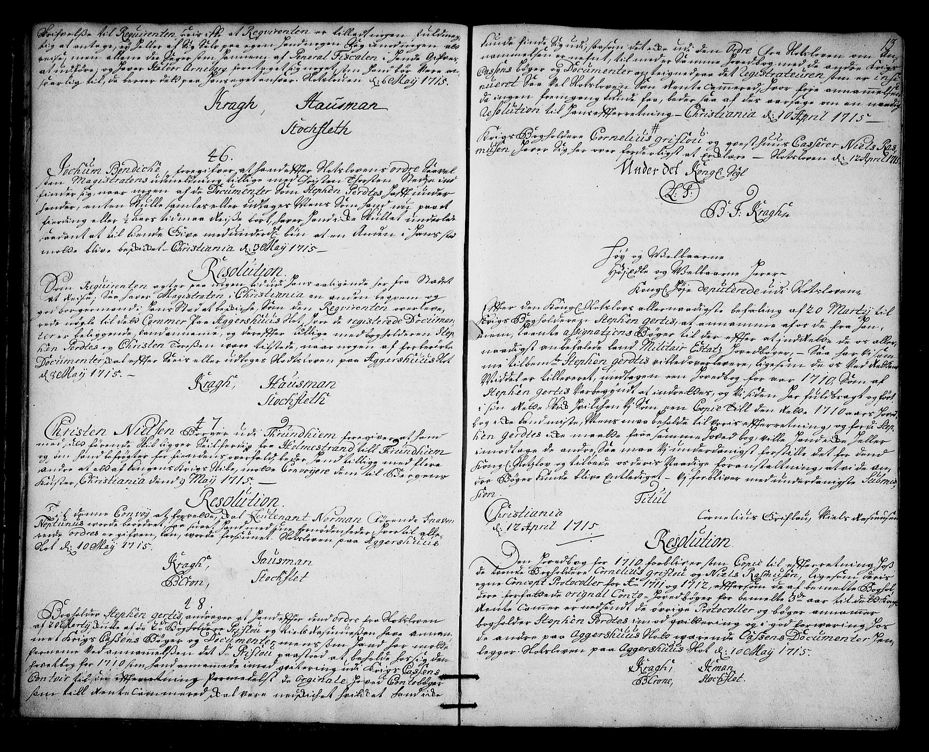 Stattholderembetet 1572-1771, AV/RA-EA-2870/Ag/L0003: Supplikasjons- og resolusjonsprotokoll, 1715-1717, p. 12b-13a