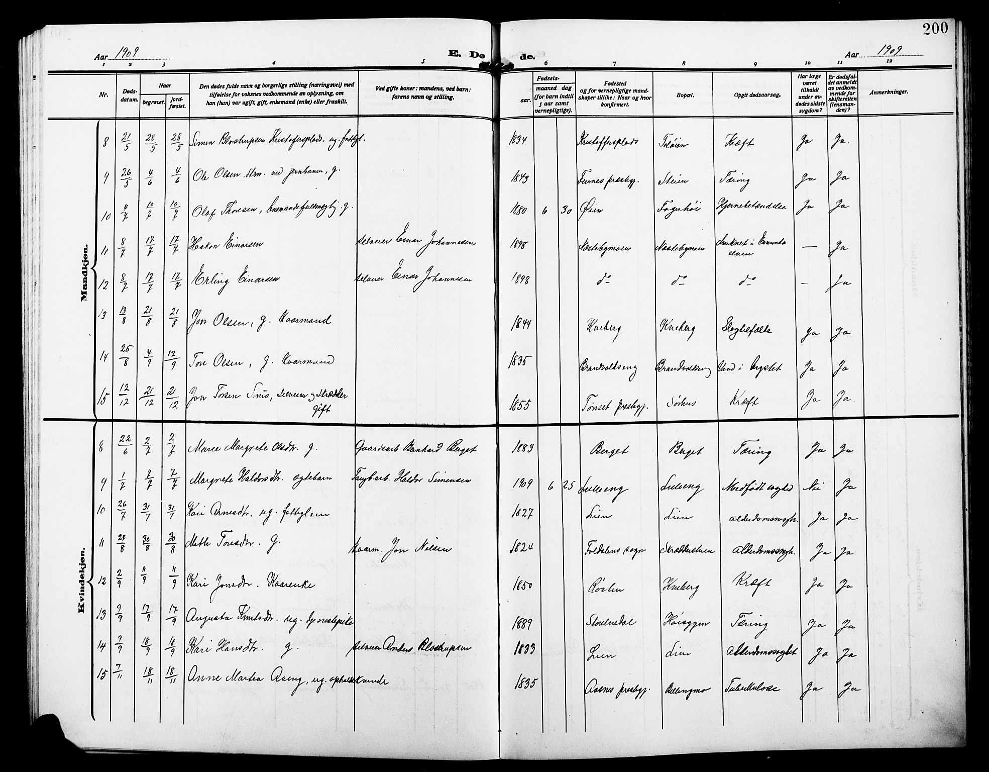 Alvdal prestekontor, AV/SAH-PREST-060/H/Ha/Hab/L0005: Parish register (copy) no. 5, 1908-1923, p. 200