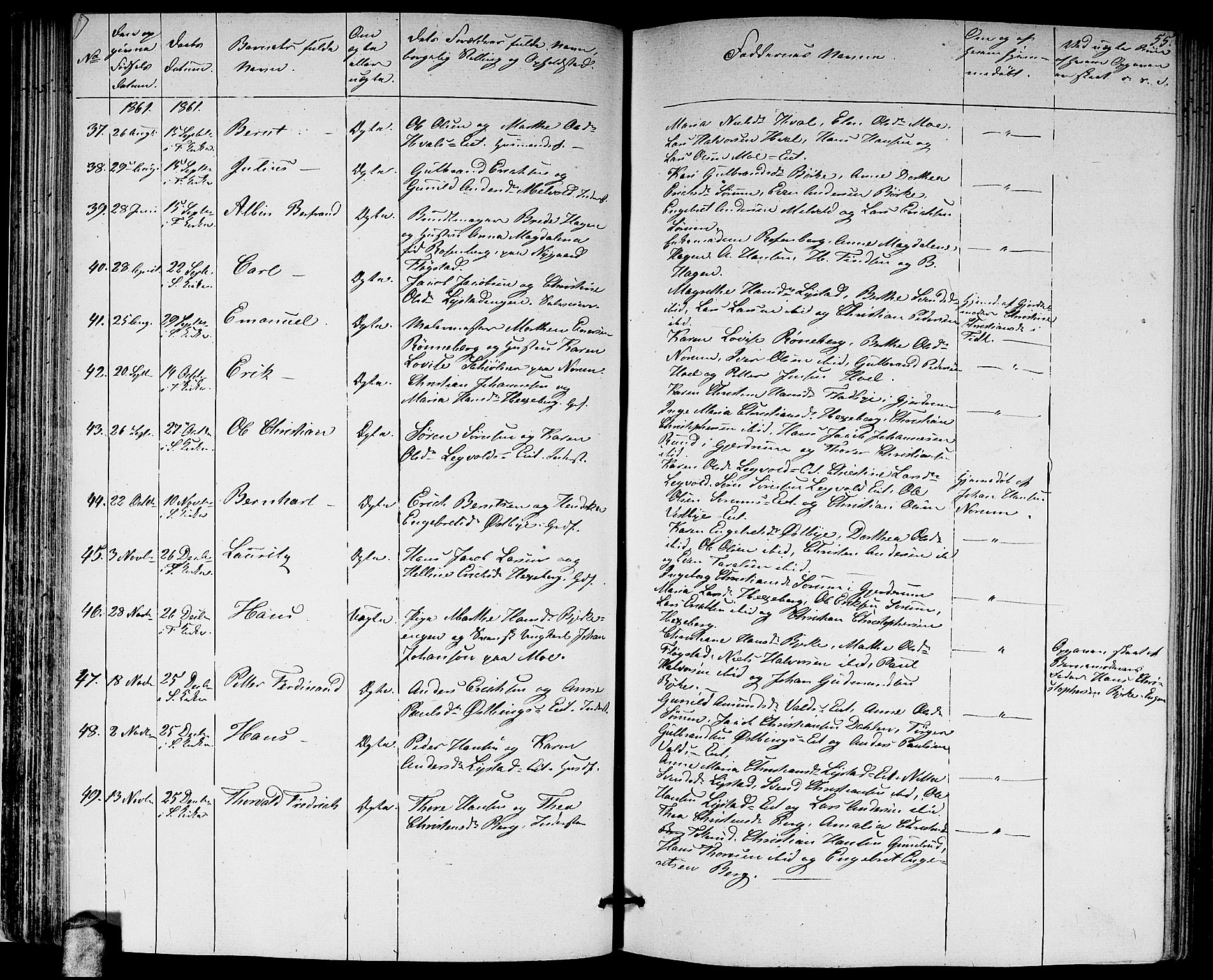 Sørum prestekontor Kirkebøker, AV/SAO-A-10303/G/Ga/L0003: Parish register (copy) no. I 3, 1846-1863, p. 55