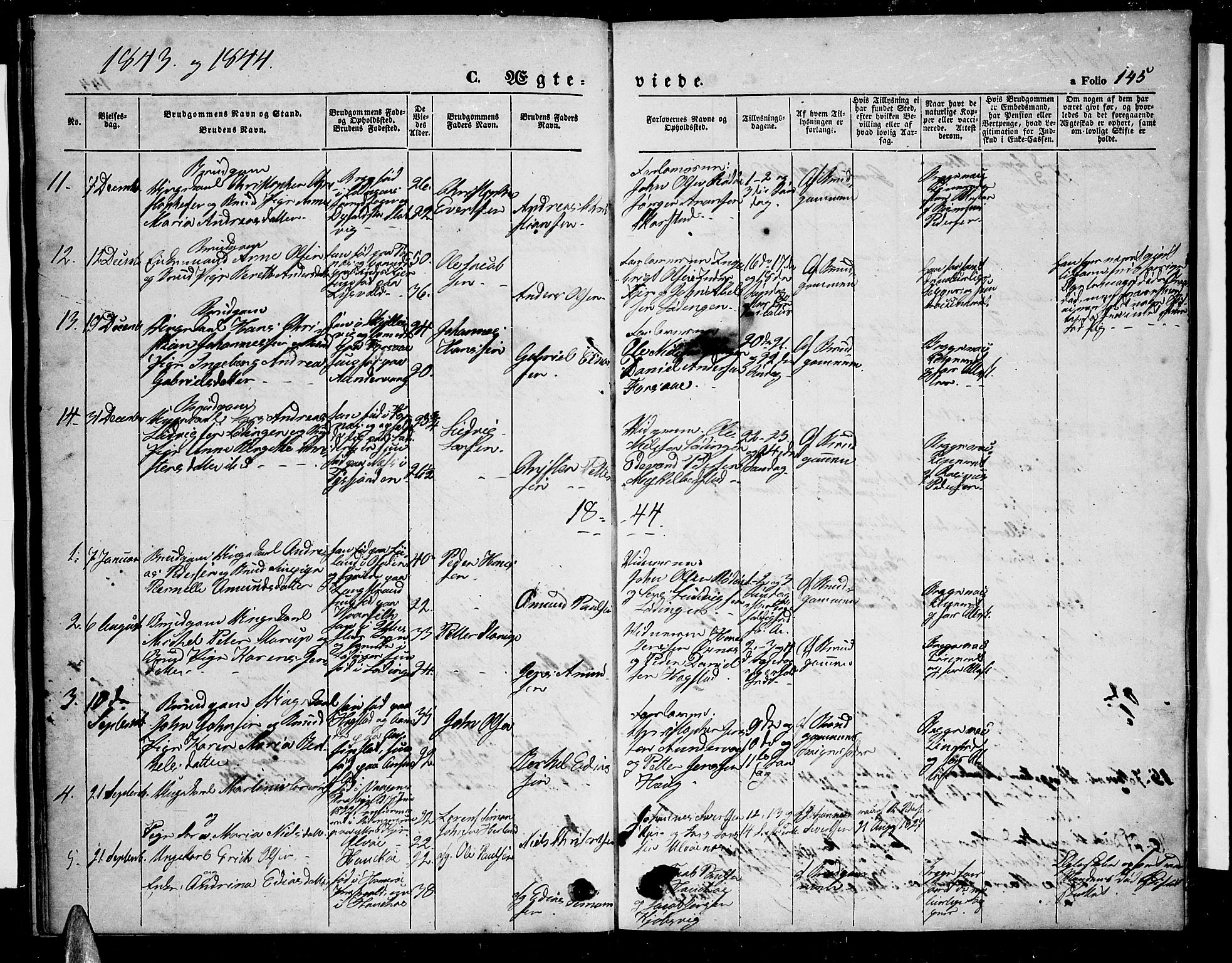 Ministerialprotokoller, klokkerbøker og fødselsregistre - Nordland, AV/SAT-A-1459/872/L1045: Parish register (copy) no. 872C01, 1840-1851, p. 145