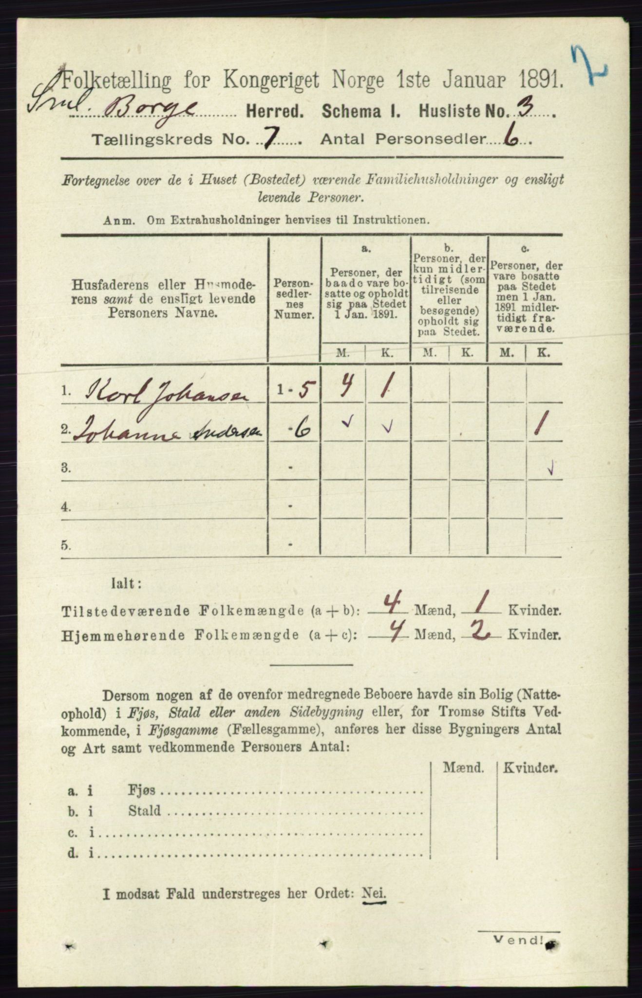 RA, 1891 census for 0113 Borge, 1891, p. 3889