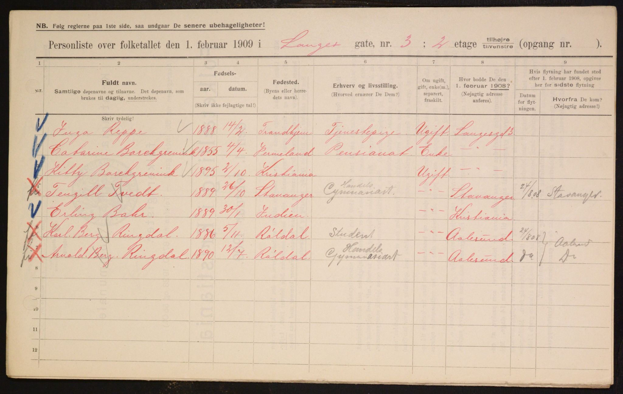 OBA, Municipal Census 1909 for Kristiania, 1909, p. 51403