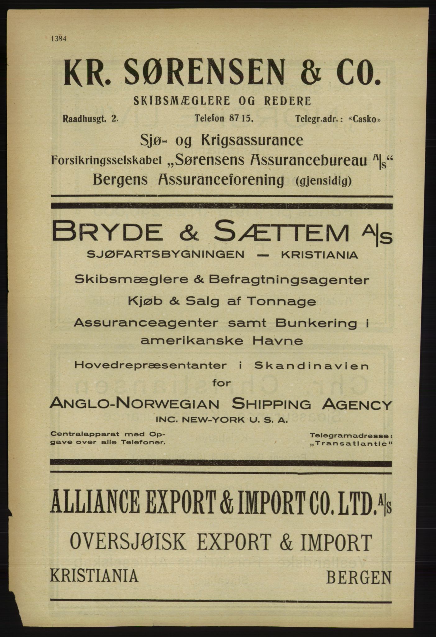 Kristiania/Oslo adressebok, PUBL/-, 1918, p. 1537