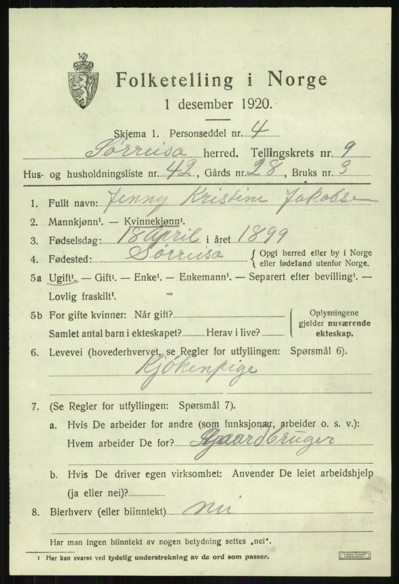 SATØ, 1920 census for Sørreisa, 1920, p. 4596