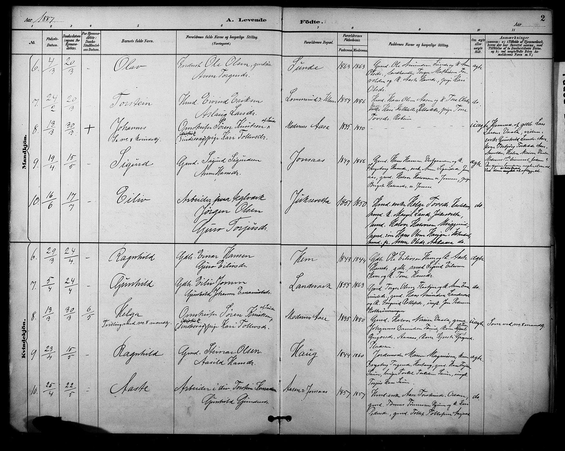 Sauherad kirkebøker, SAKO/A-298/F/Fa/L0009: Parish register (official) no. I 9, 1887-1912, p. 2