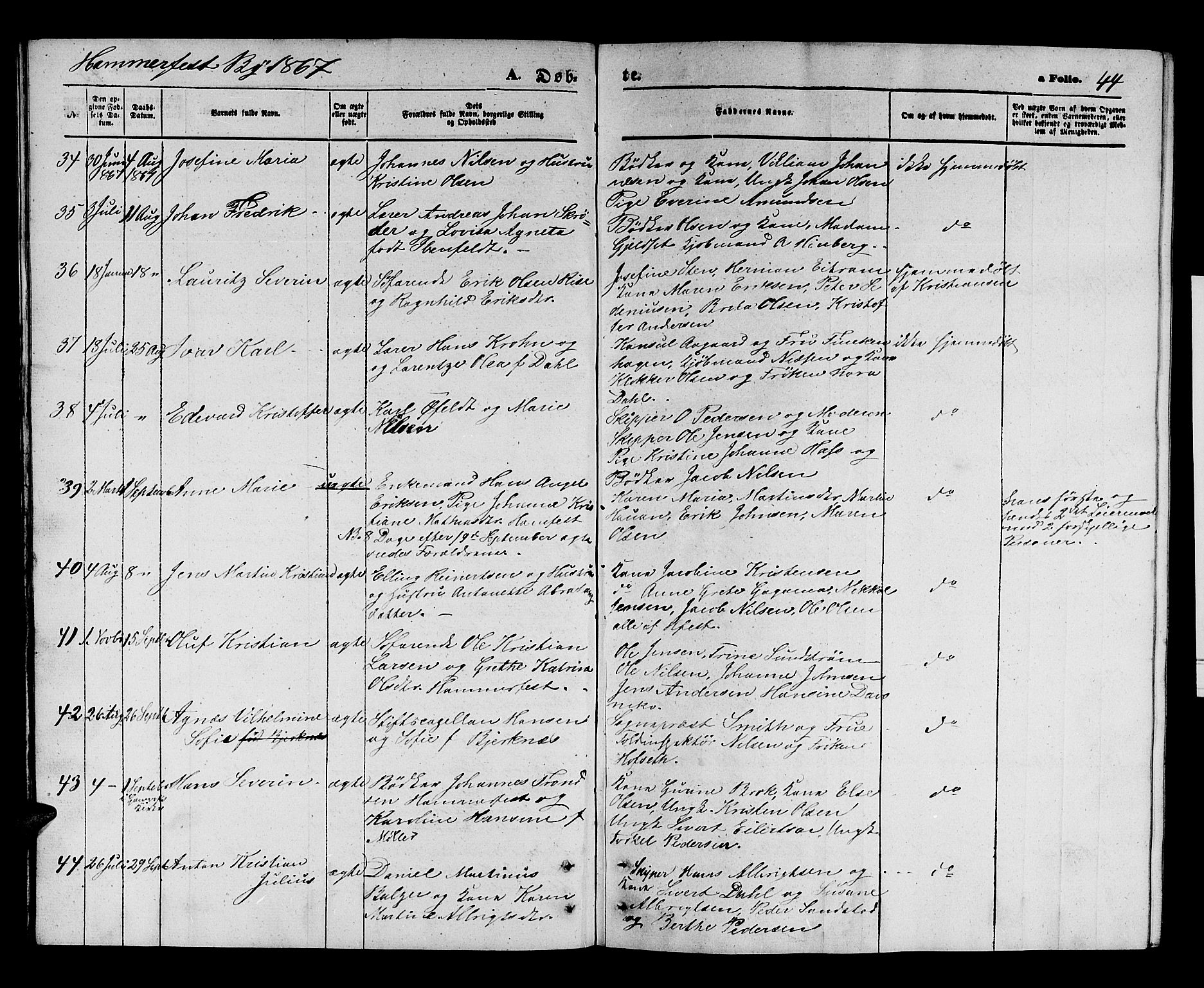 Hammerfest sokneprestkontor, AV/SATØ-S-1347/H/Hb/L0003.klokk: Parish register (copy) no. 3 /1, 1862-1868, p. 44