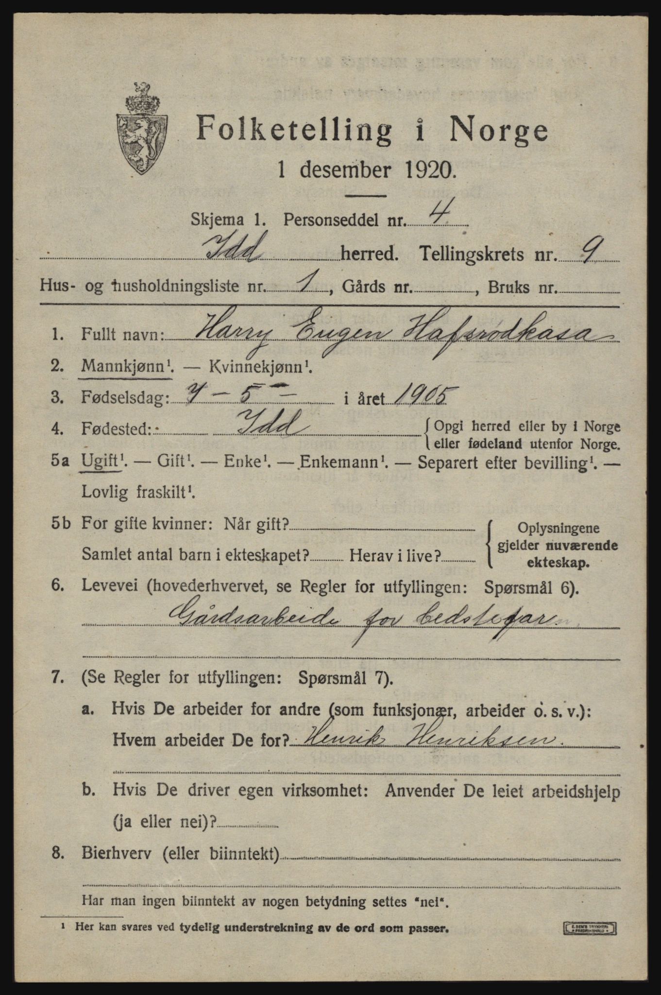 SAO, 1920 census for Idd, 1920, p. 10091