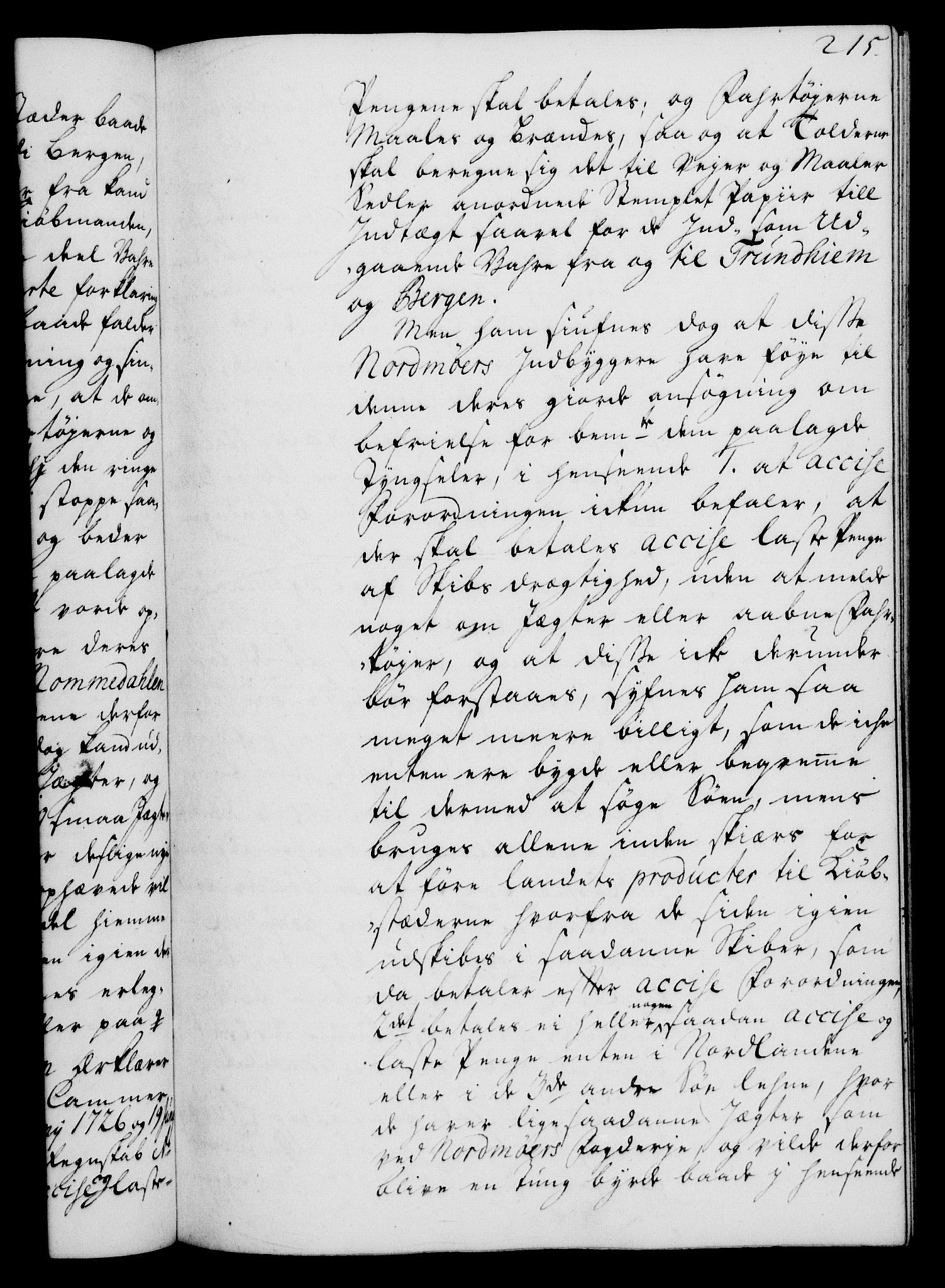 Rentekammeret, Kammerkanselliet, RA/EA-3111/G/Gh/Gha/L0015: Norsk ekstraktmemorialprotokoll (merket RK 53.60), 1733, p. 215