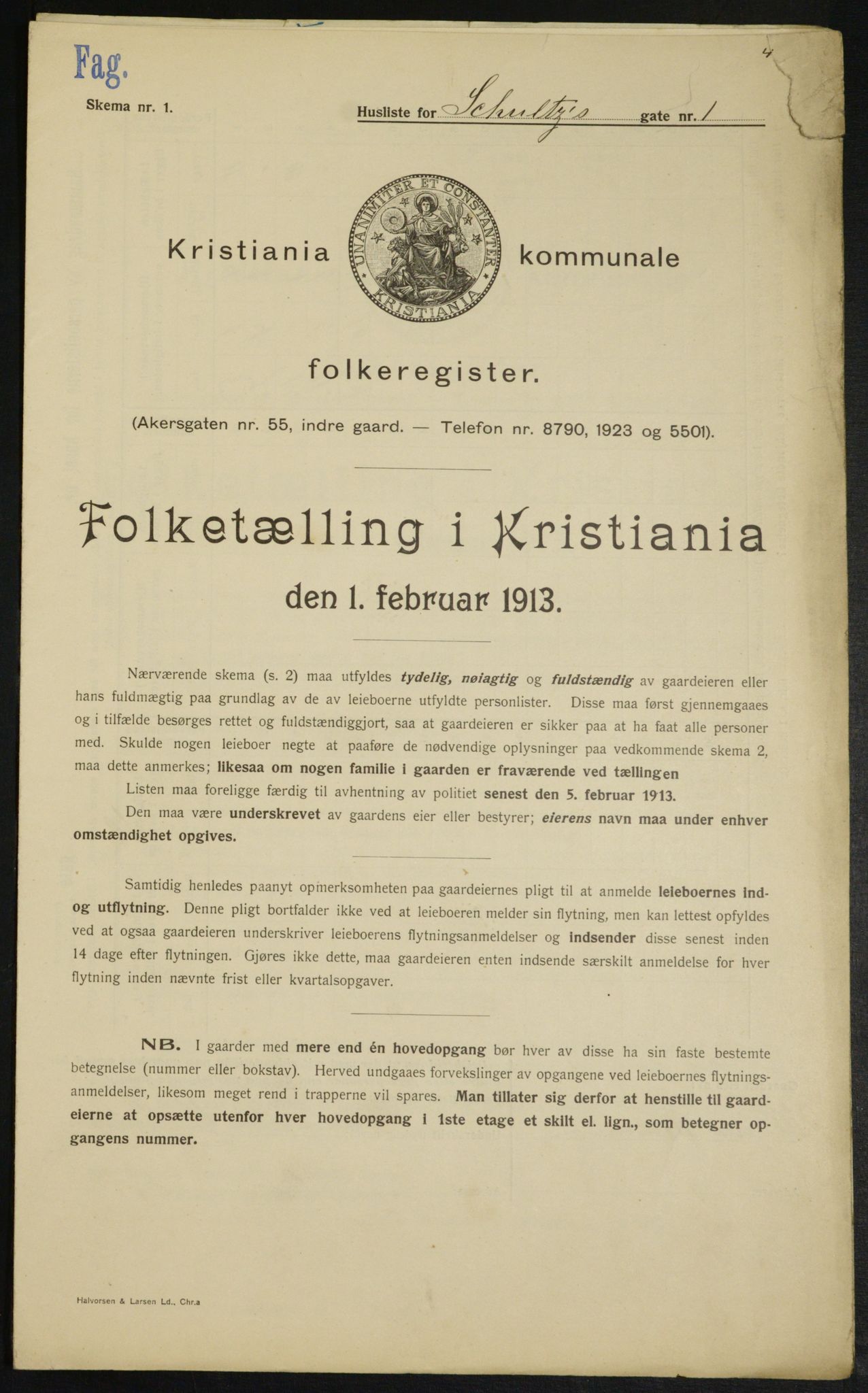 OBA, Municipal Census 1913 for Kristiania, 1913, p. 90487