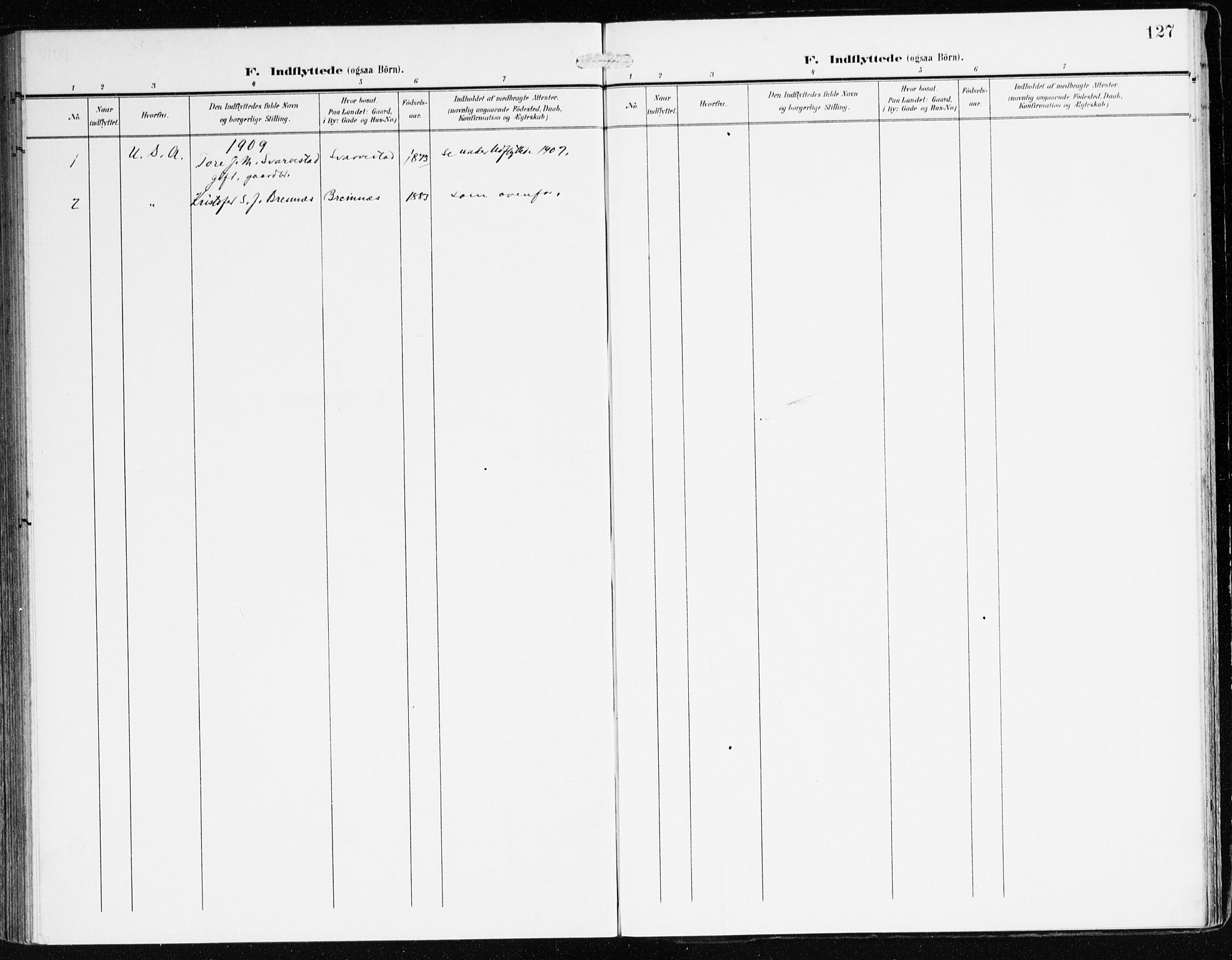Bremanger sokneprestembete, SAB/A-82201/H/Haa/Haab/L0003: Parish register (official) no. B 3, 1908-1925, p. 127