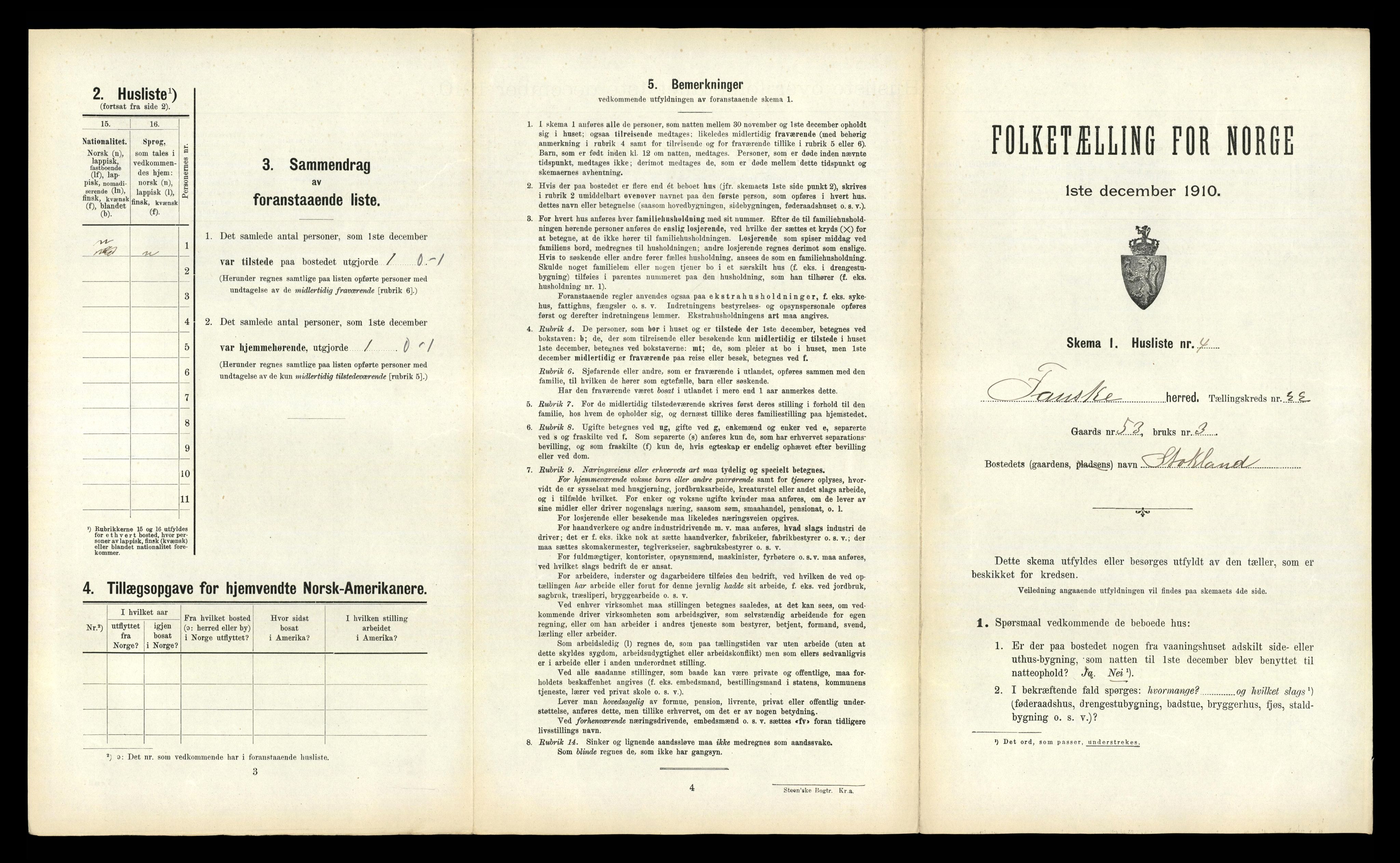 RA, 1910 census for Fauske, 1910, p. 1464