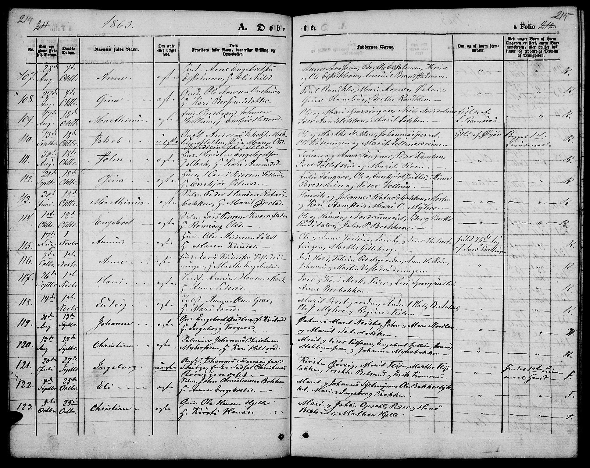 Ringebu prestekontor, AV/SAH-PREST-082/H/Ha/Hab/L0003: Parish register (copy) no. 3, 1854-1866, p. 214-215