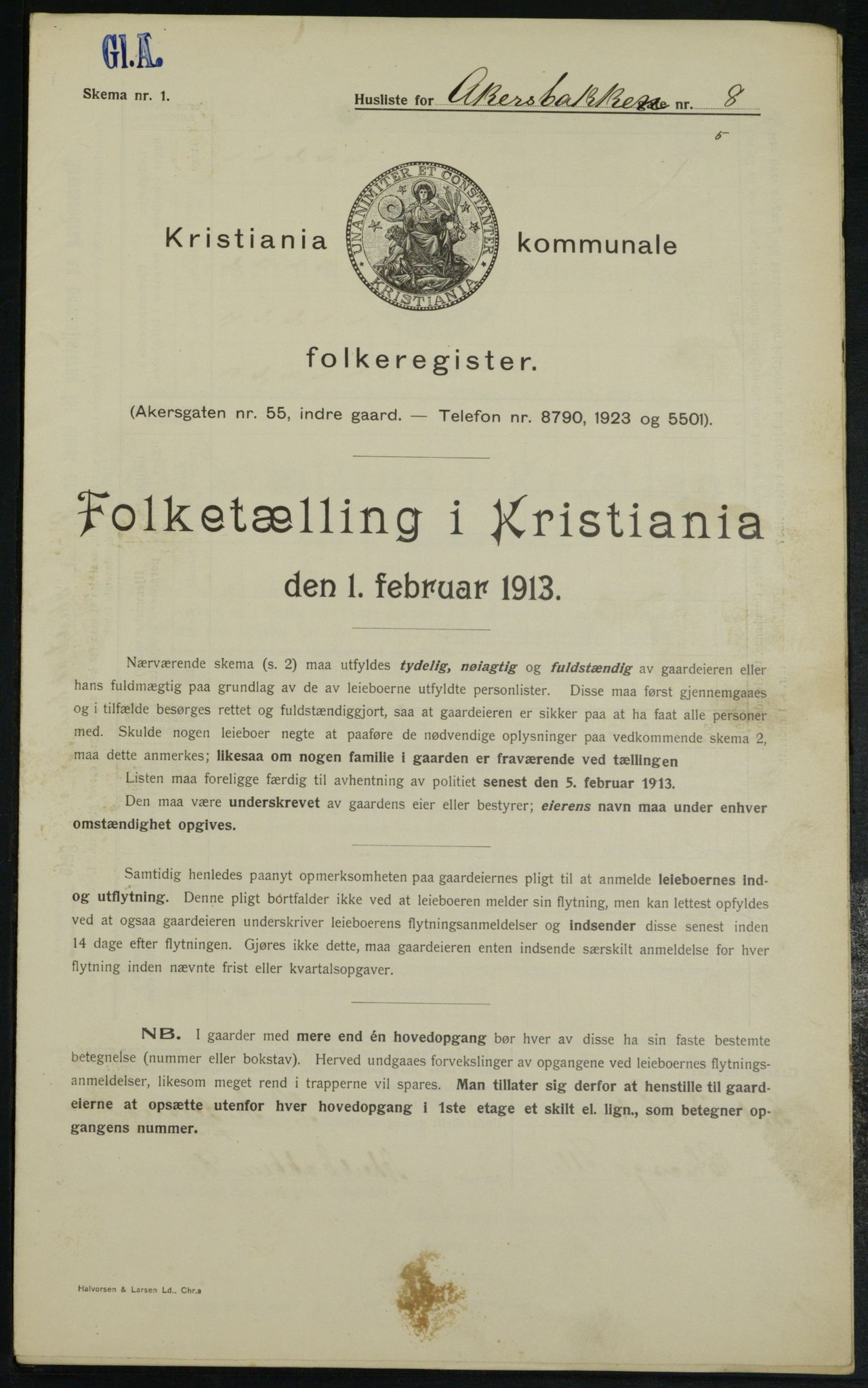 OBA, Municipal Census 1913 for Kristiania, 1913, p. 26