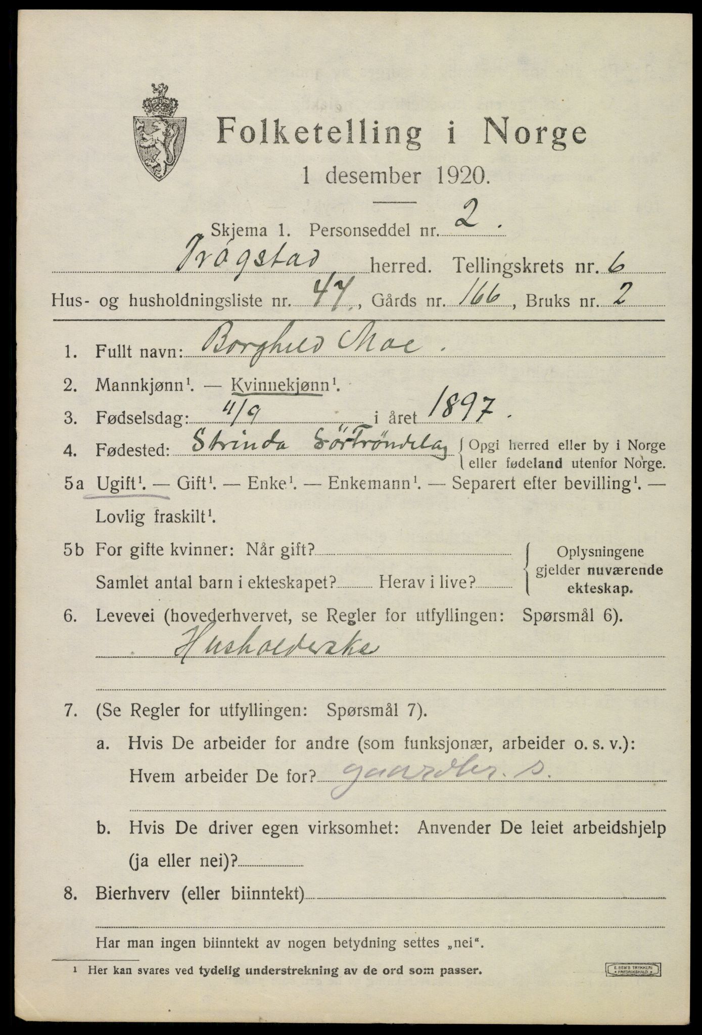 SAO, 1920 census for Trøgstad, 1920, p. 7102